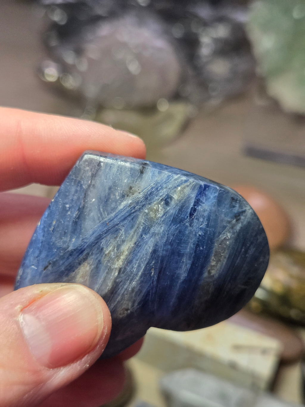 Kyanite crystal heart carving