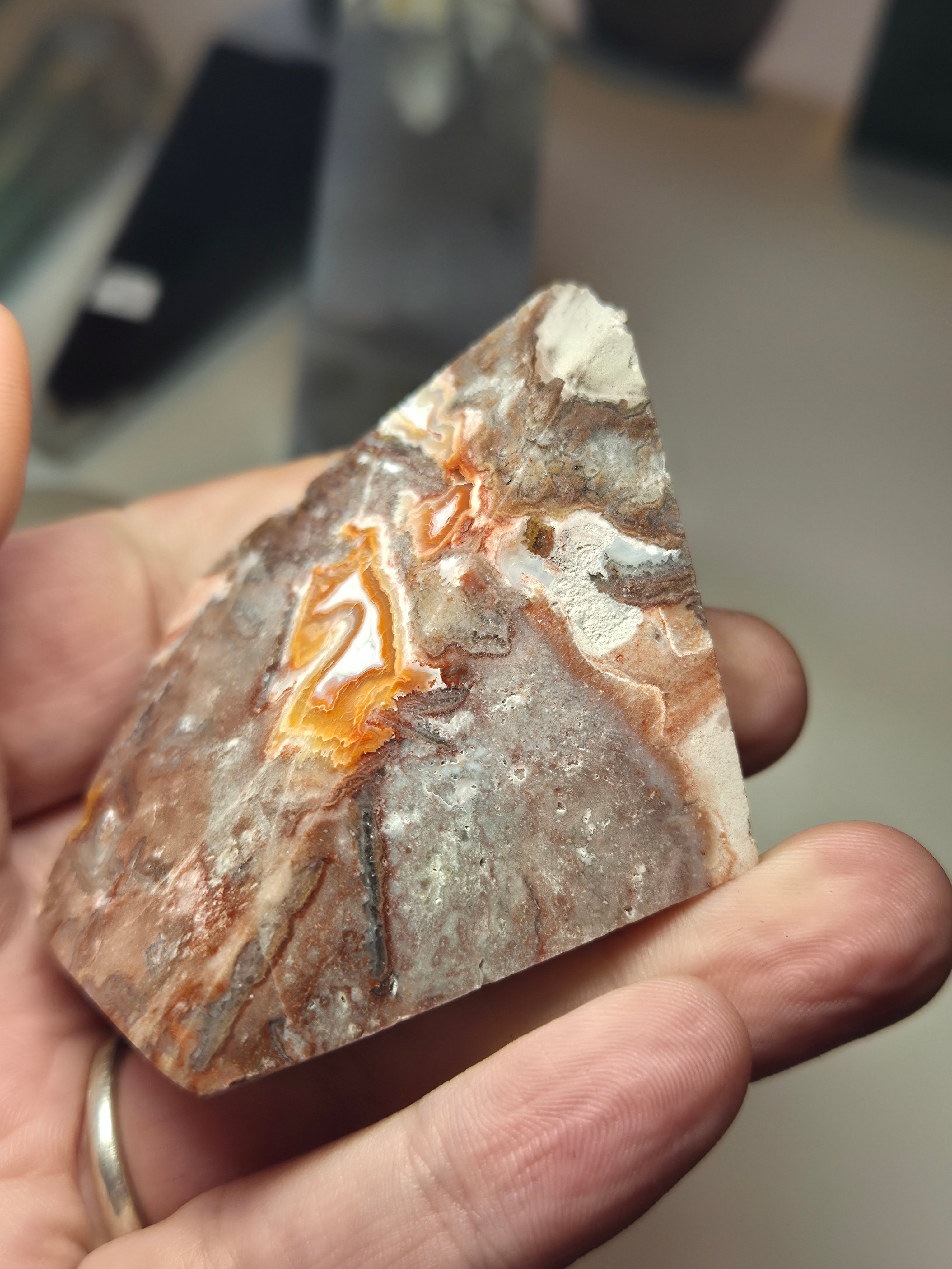 Crazy lace agate crystal freeform with imperfections