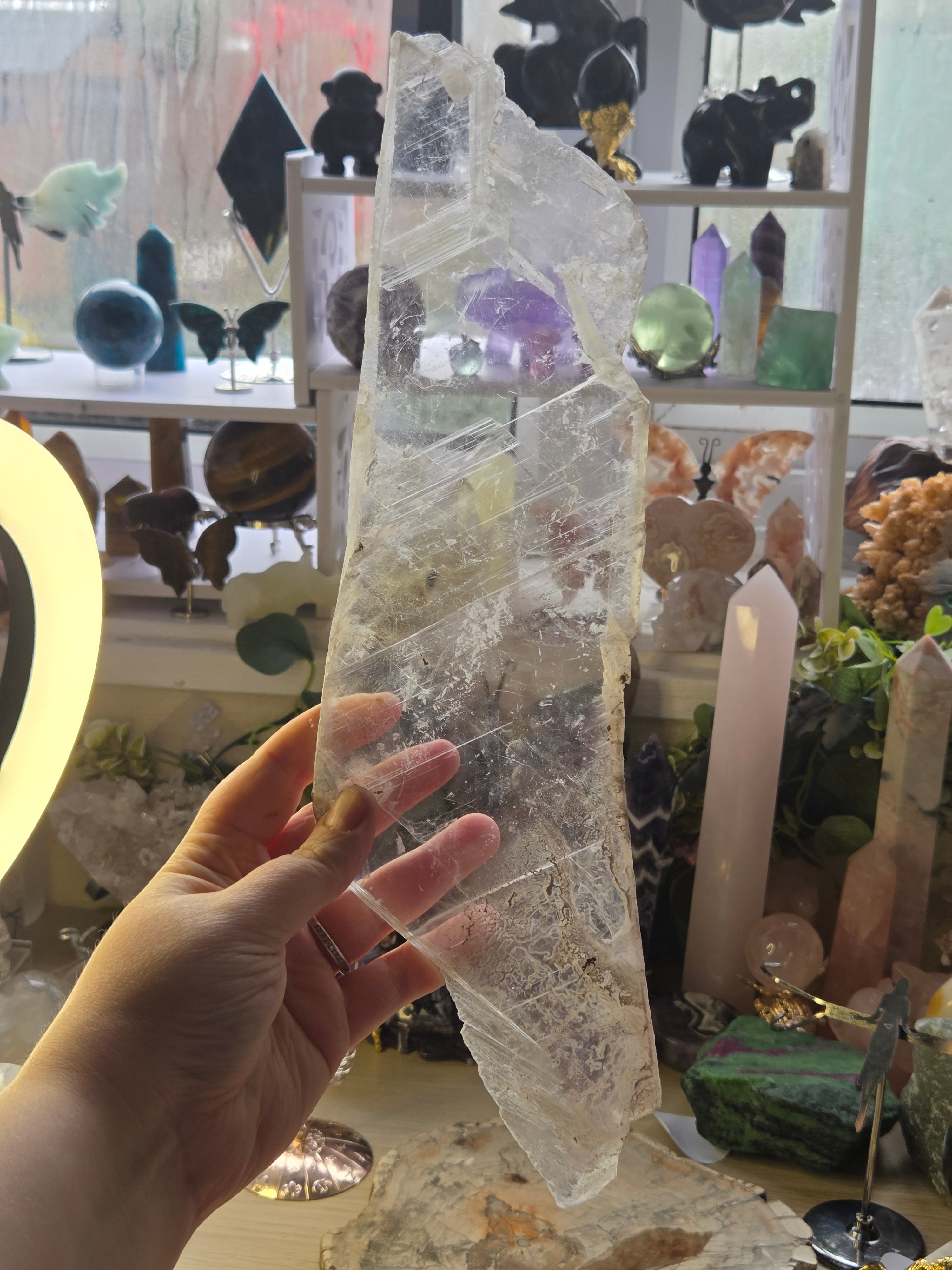 Beautiful  large  selenite crystal slice