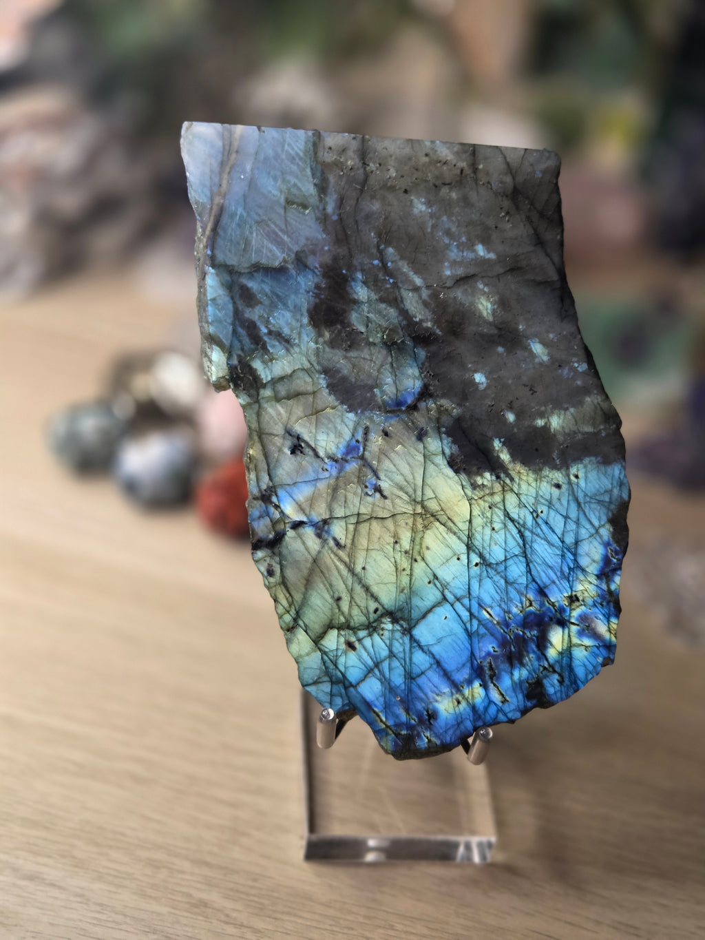 Labradorite crystal slice with stand