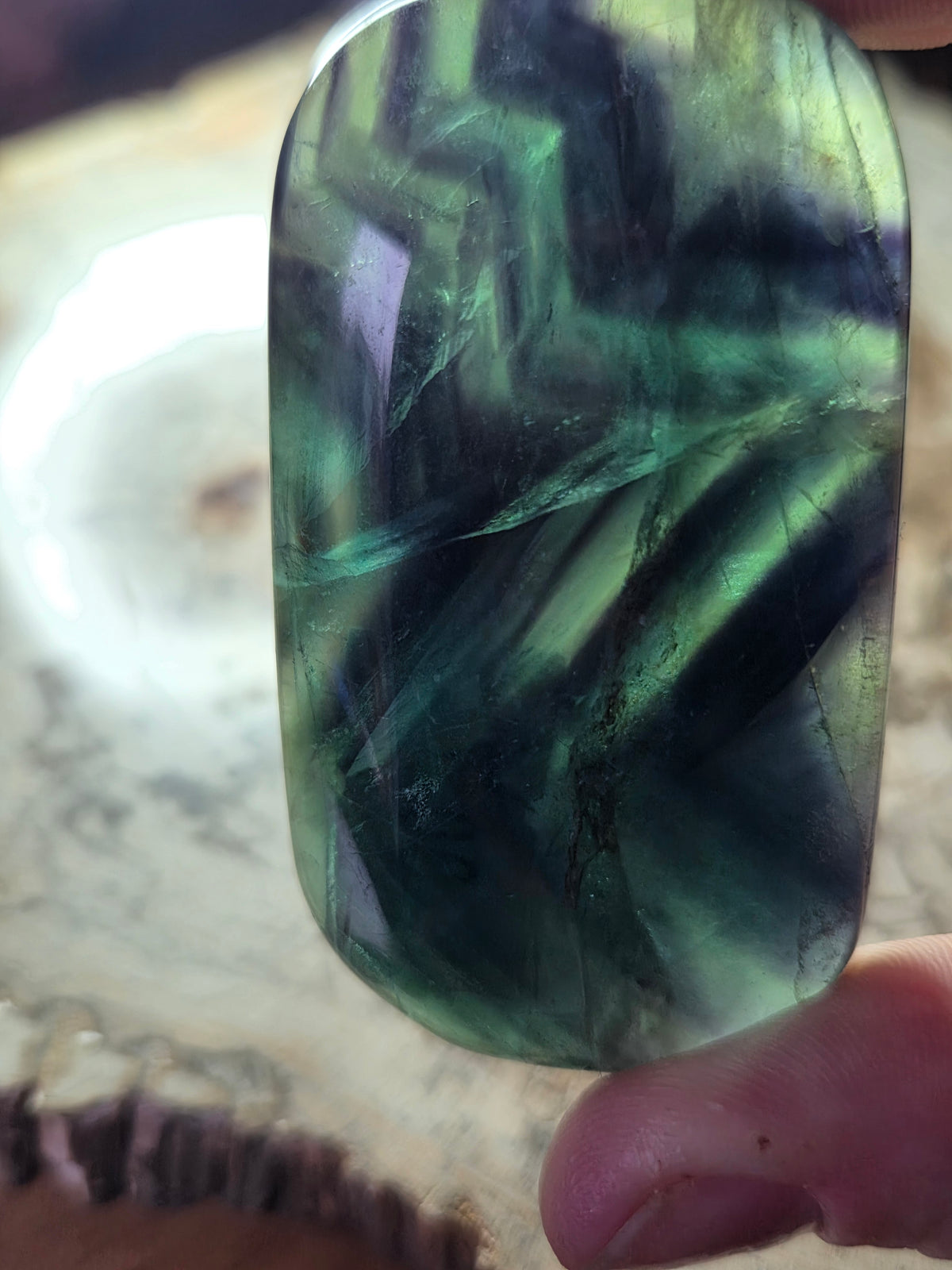 Rose flourite crystal palm stone
