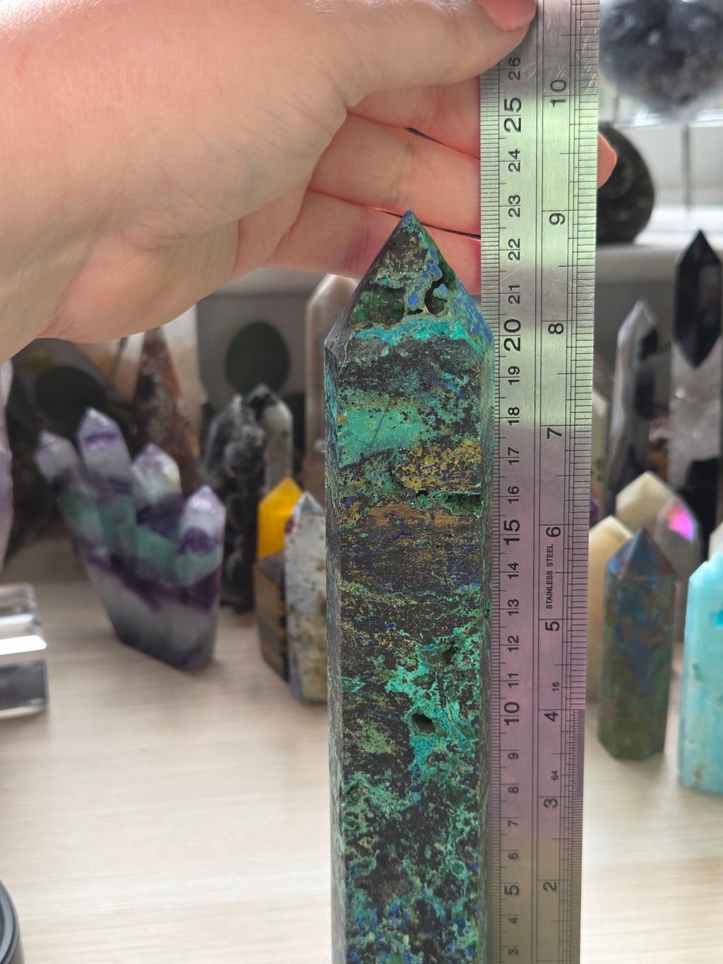23cm Chrysocolla malicite Azerite  crystal tower