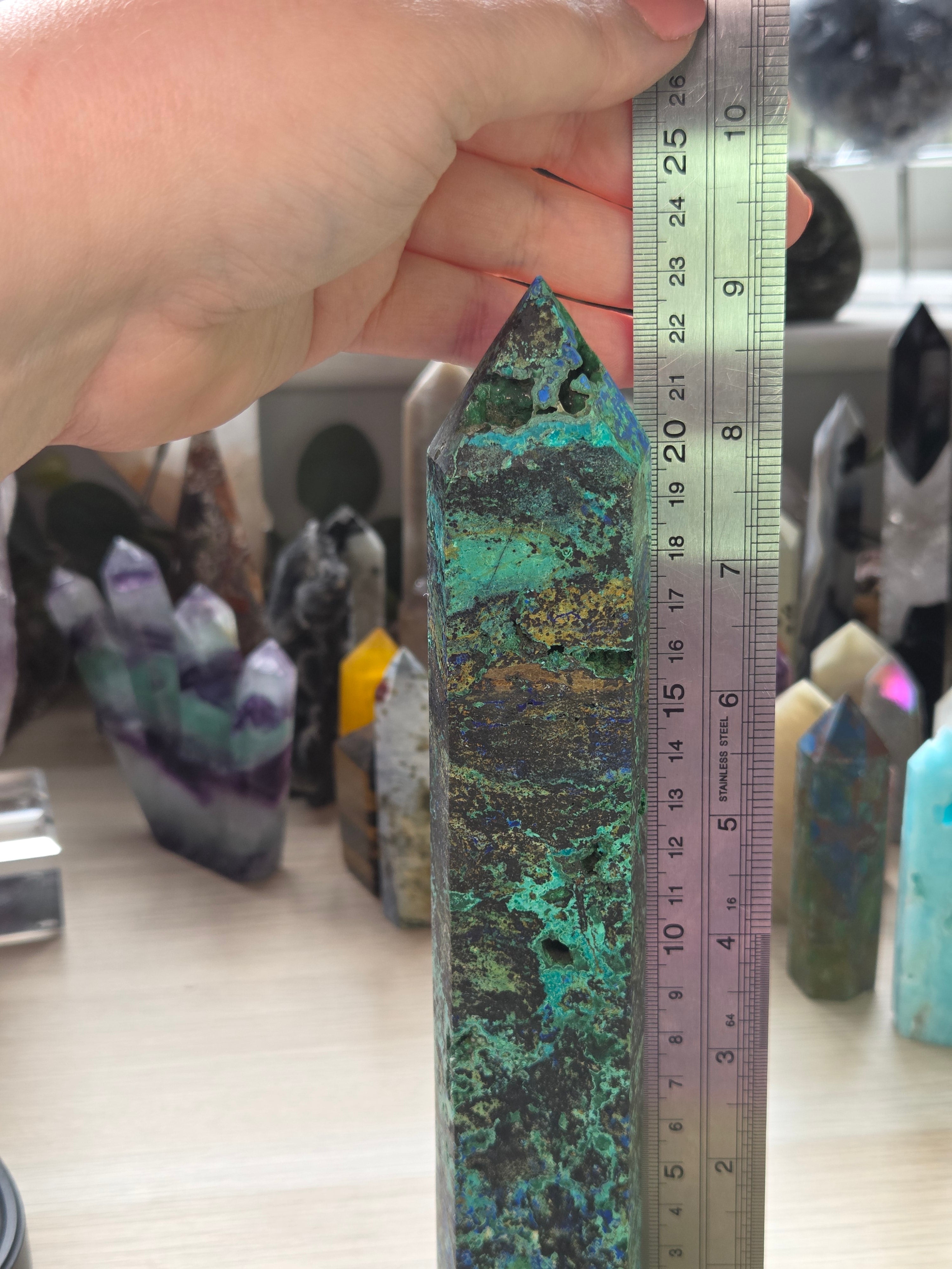 23cm Chrysocolla malicite Azerite  crystal tower