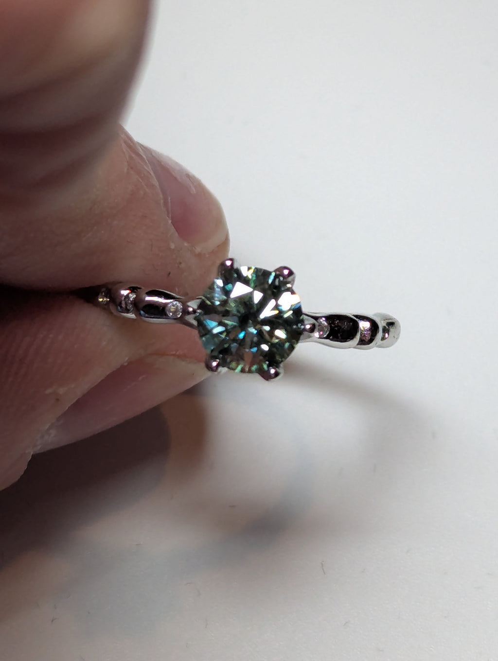 Green Mossanite Adjustable diamond ring