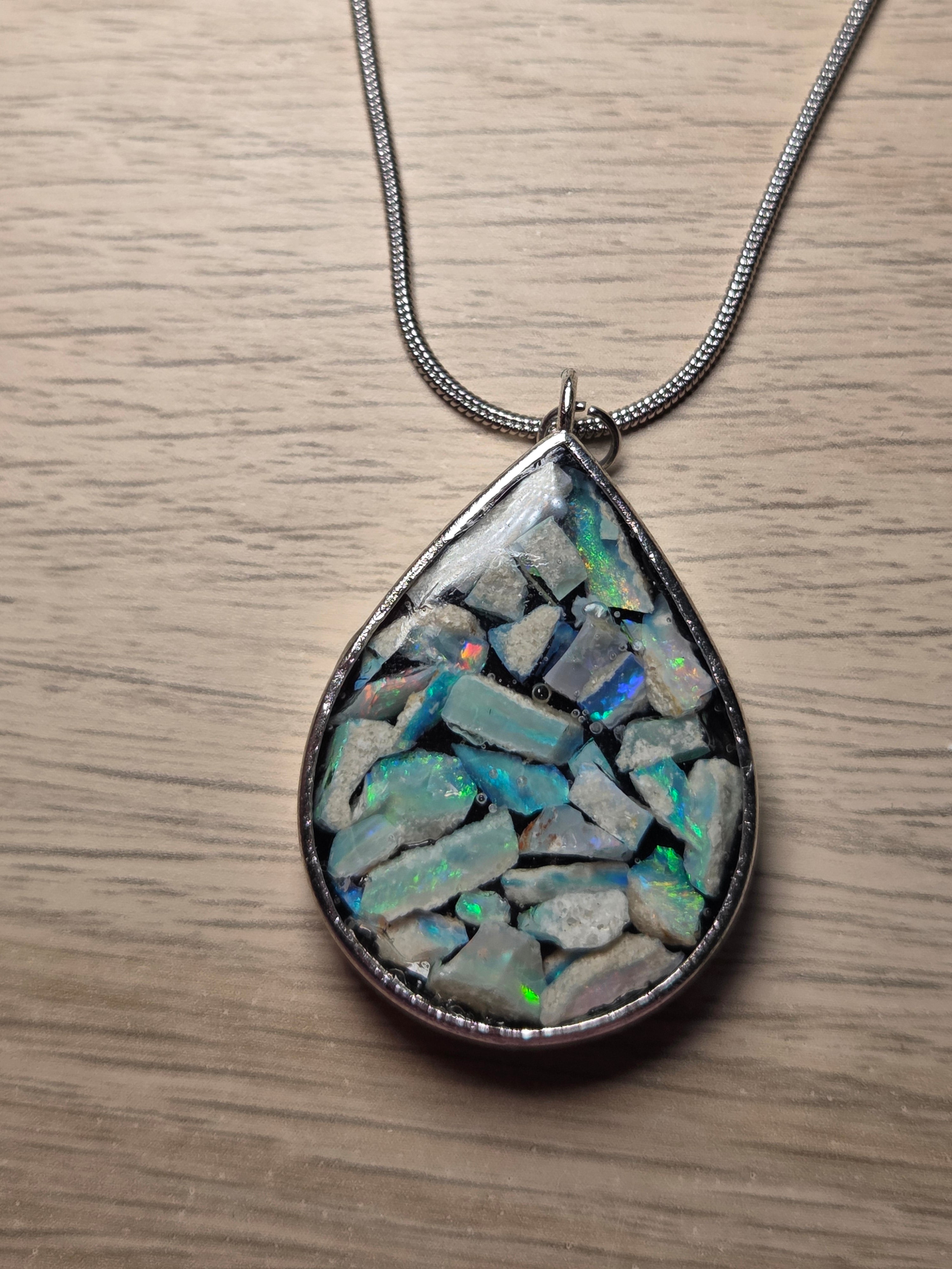 Australian opal crystal handmade necklace set in resin