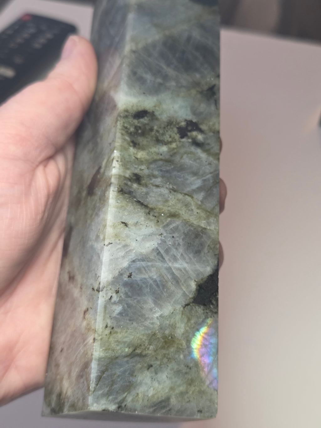 Labradorite crystal tower carving