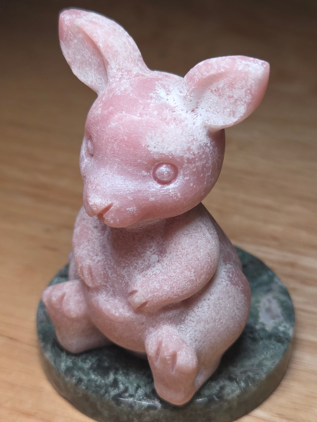 Pink opal kangaroo carving