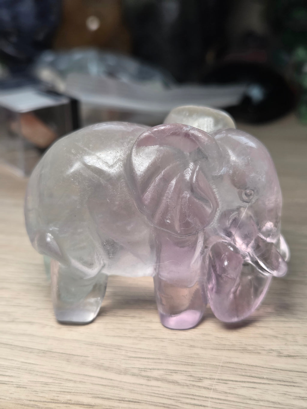 Candy floss flourite crystal Elephant carving