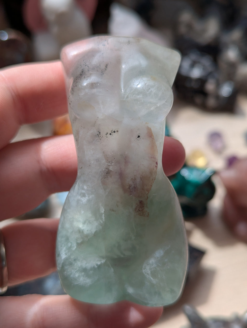 Flourite crystal  lady body carving