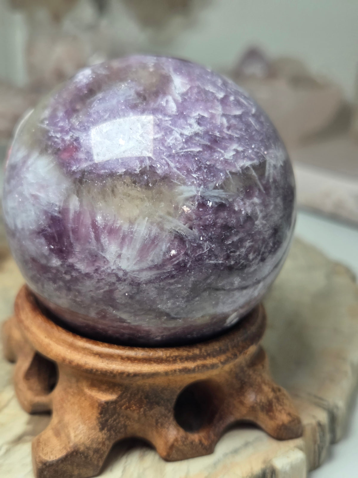 Beautiful  unicorn  stone crystal  sphere 5.5cm