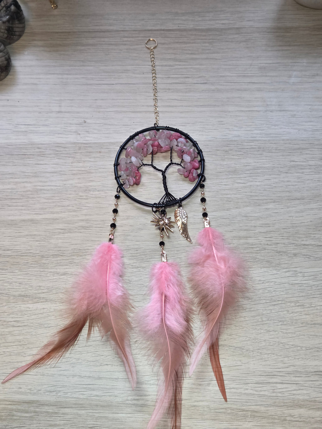 Rhodonite crystal Dream catcher