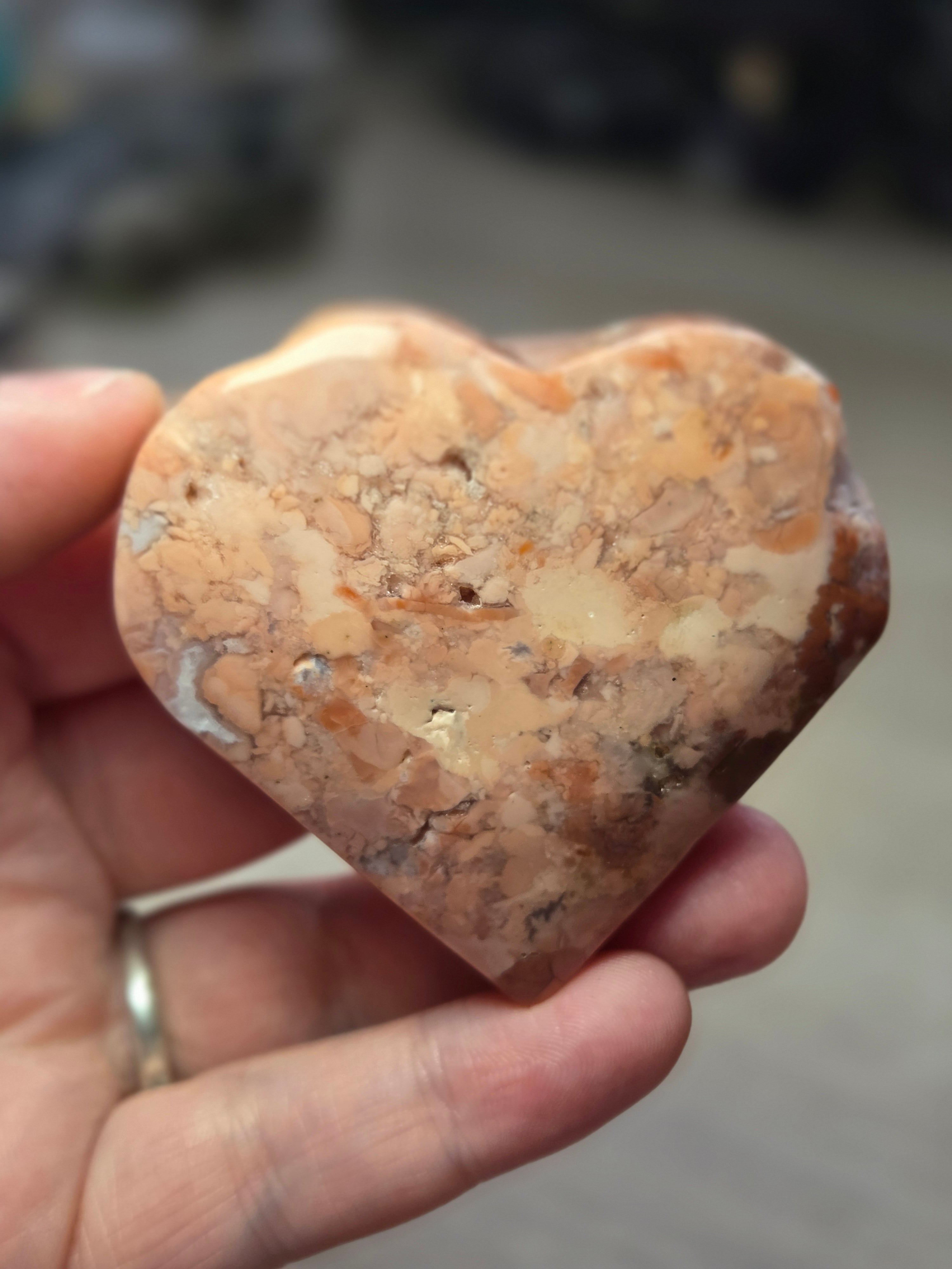 Cotton candy pink agate crystal heart