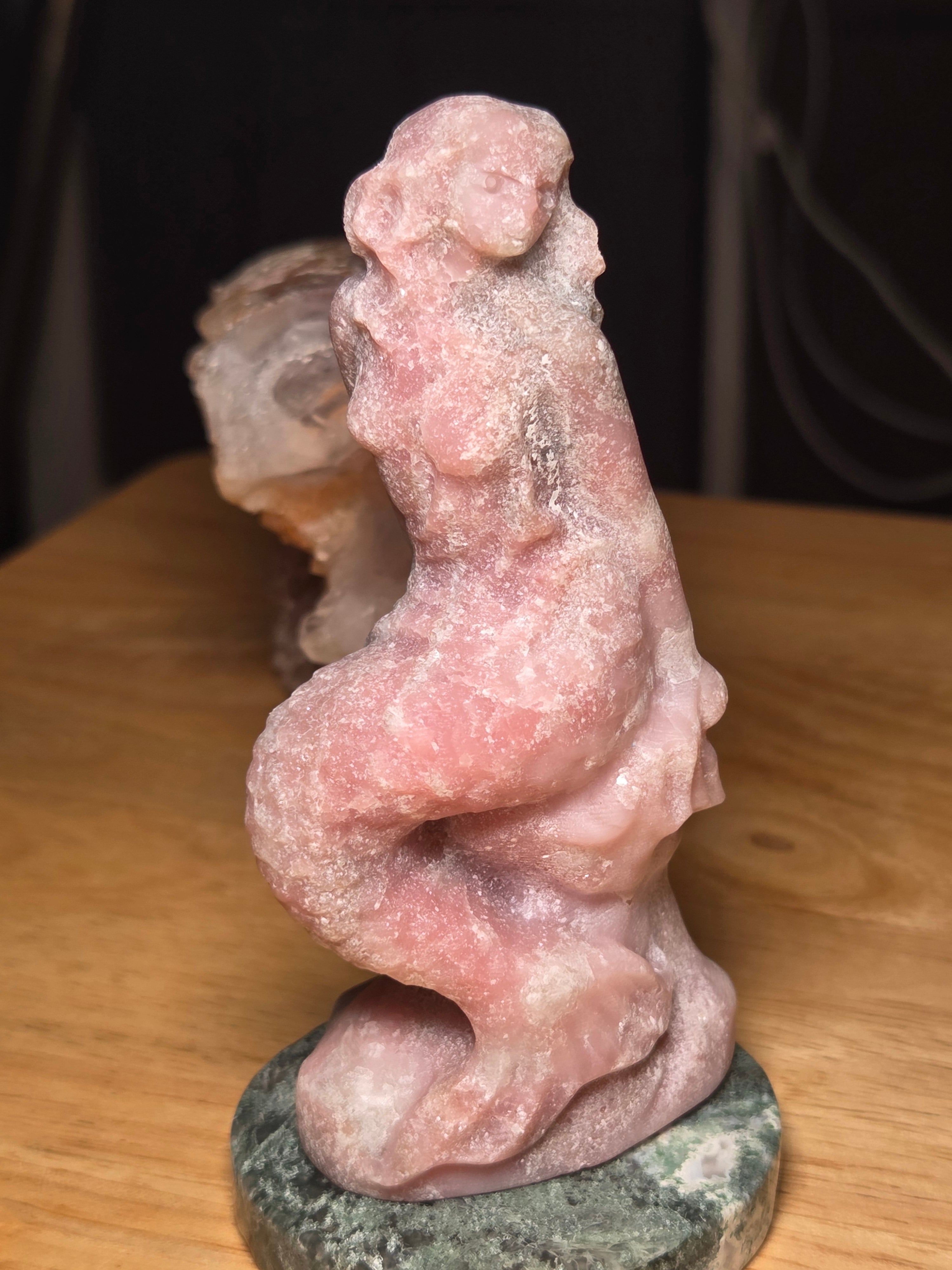 New pink opal crystal crystal mermaid carving
