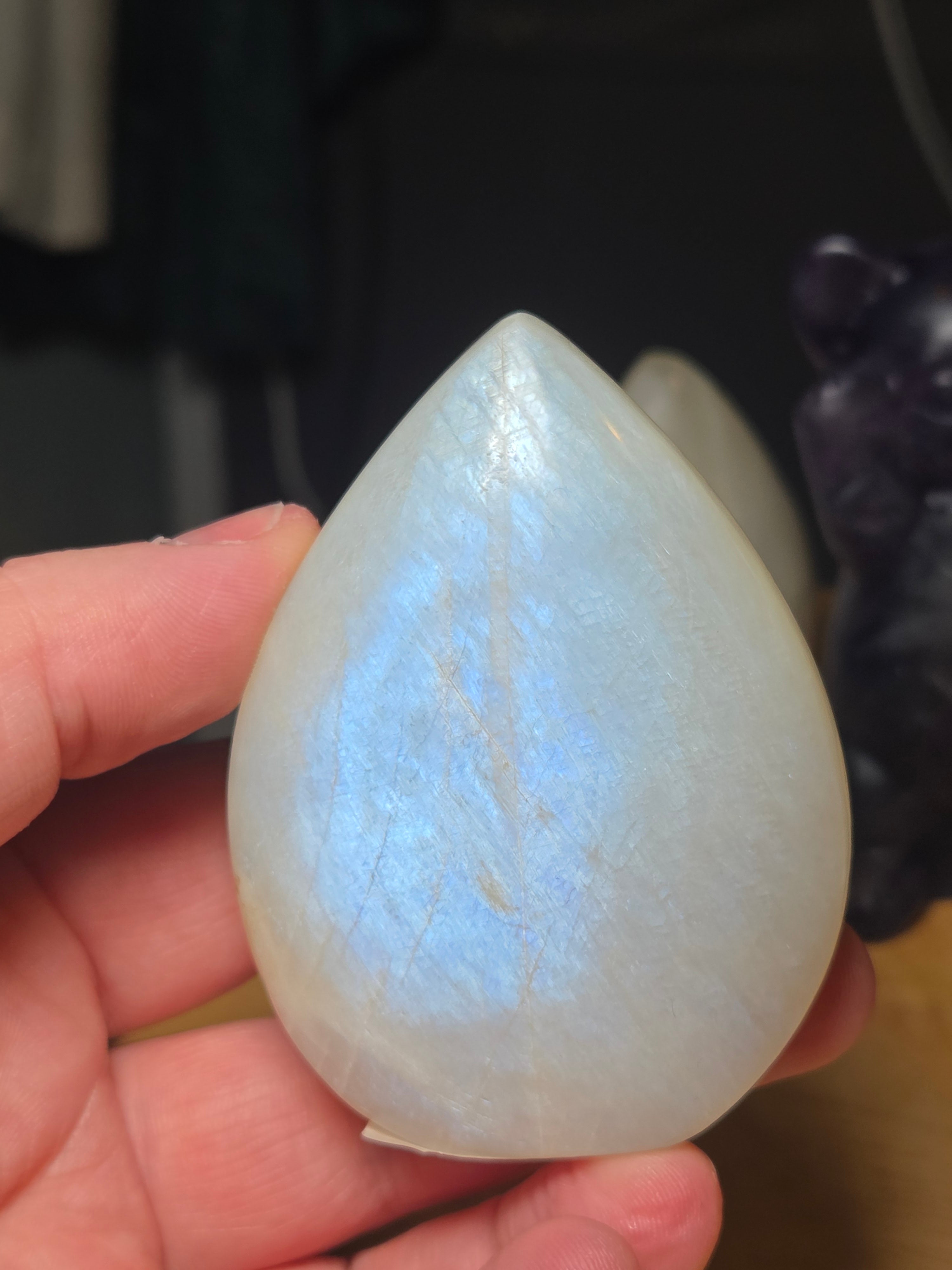 Rainbow moonstone crystal tear drop freeform