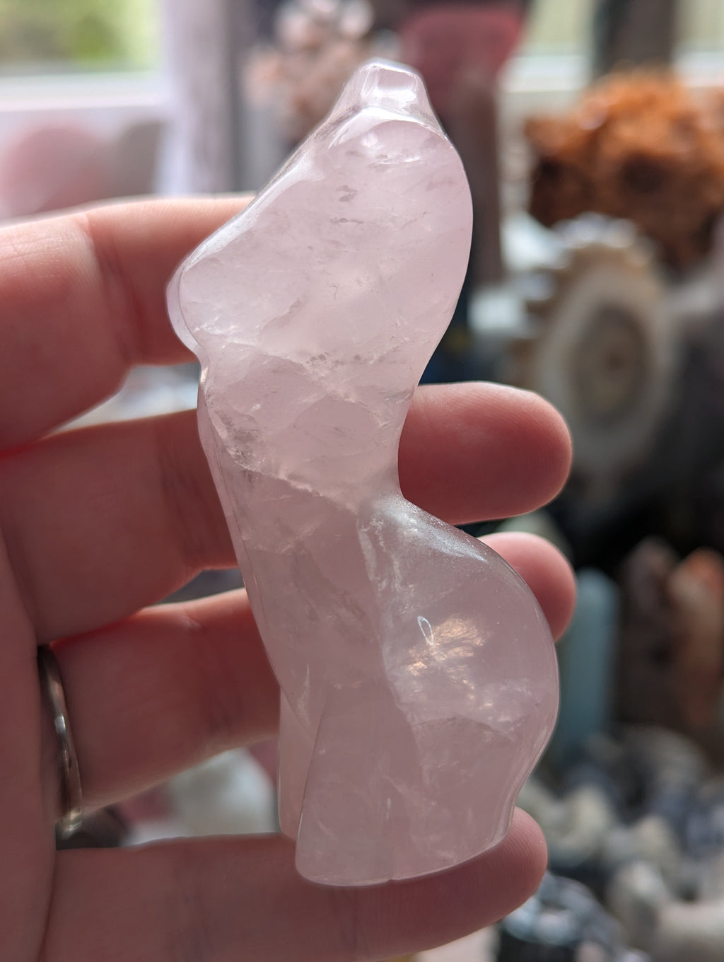 Rose quartz crystal female lady body