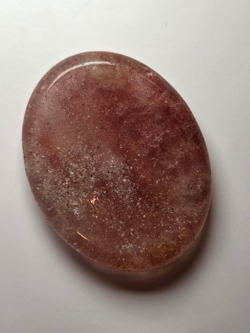 Strawberry quartz crystal worry stone