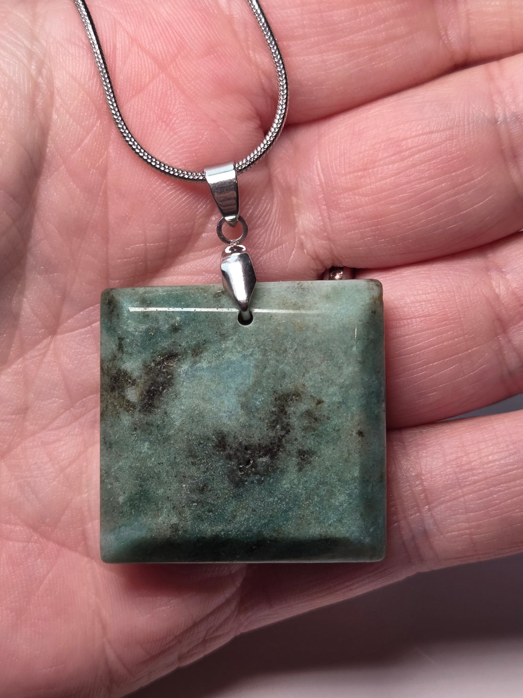Beautiful moss agate crystal handmade  necklace