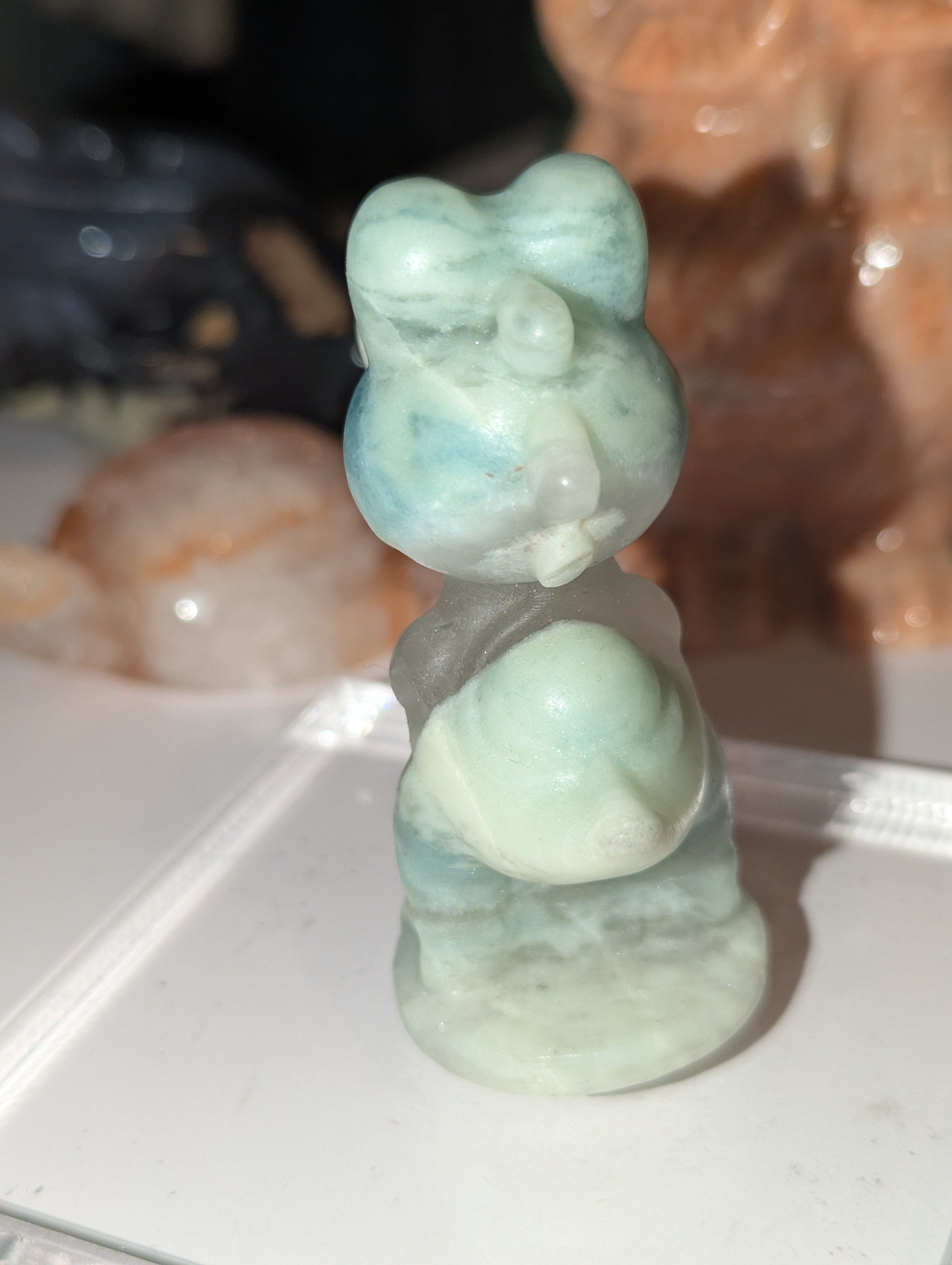 Blue jade crystal Yoshi carving