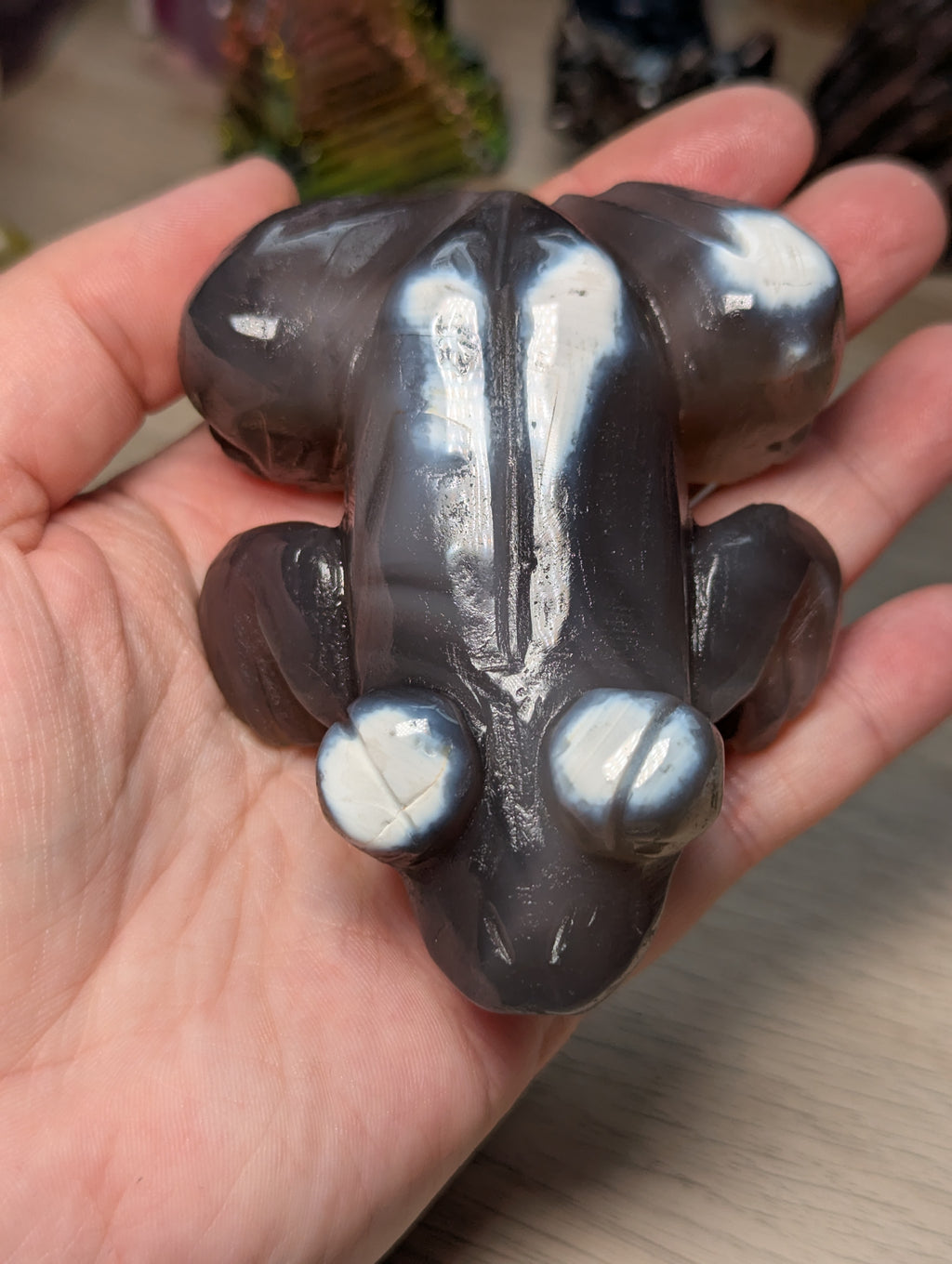 Orca Agate Crazy frog carving