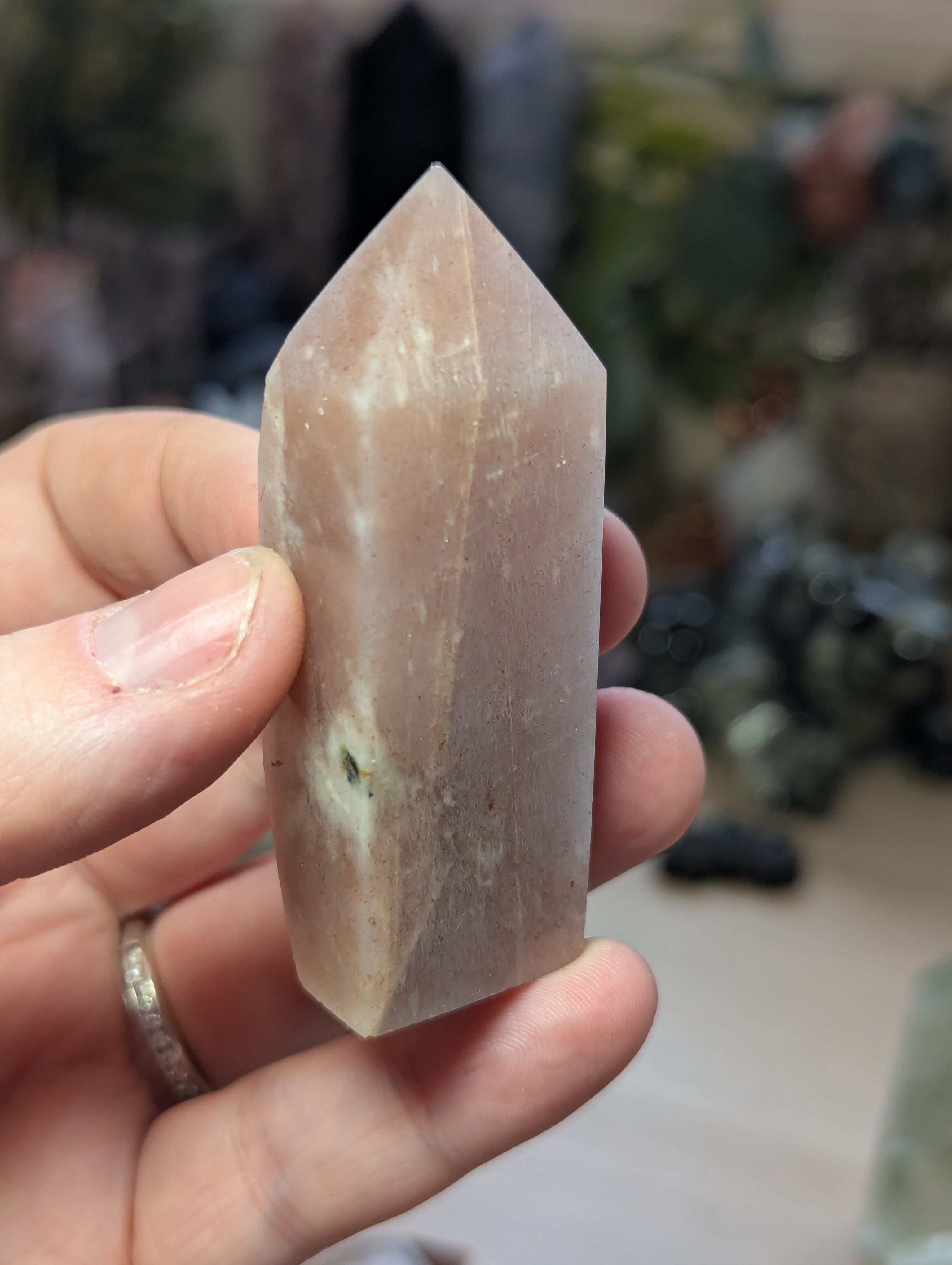 Stunning peach moonstone crystal tower