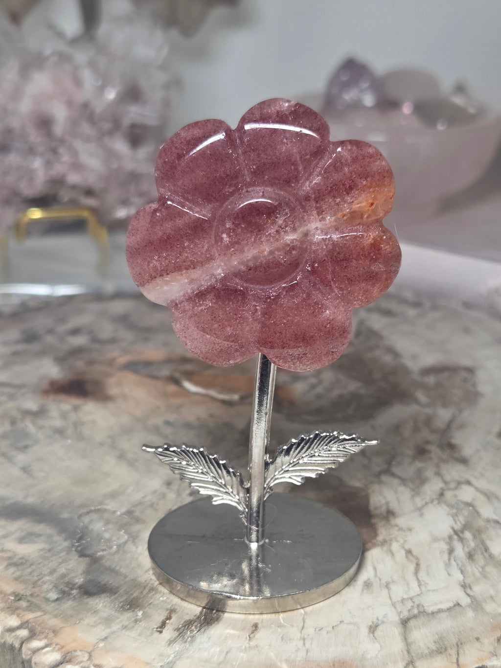 Strawberry quartz crystal flower