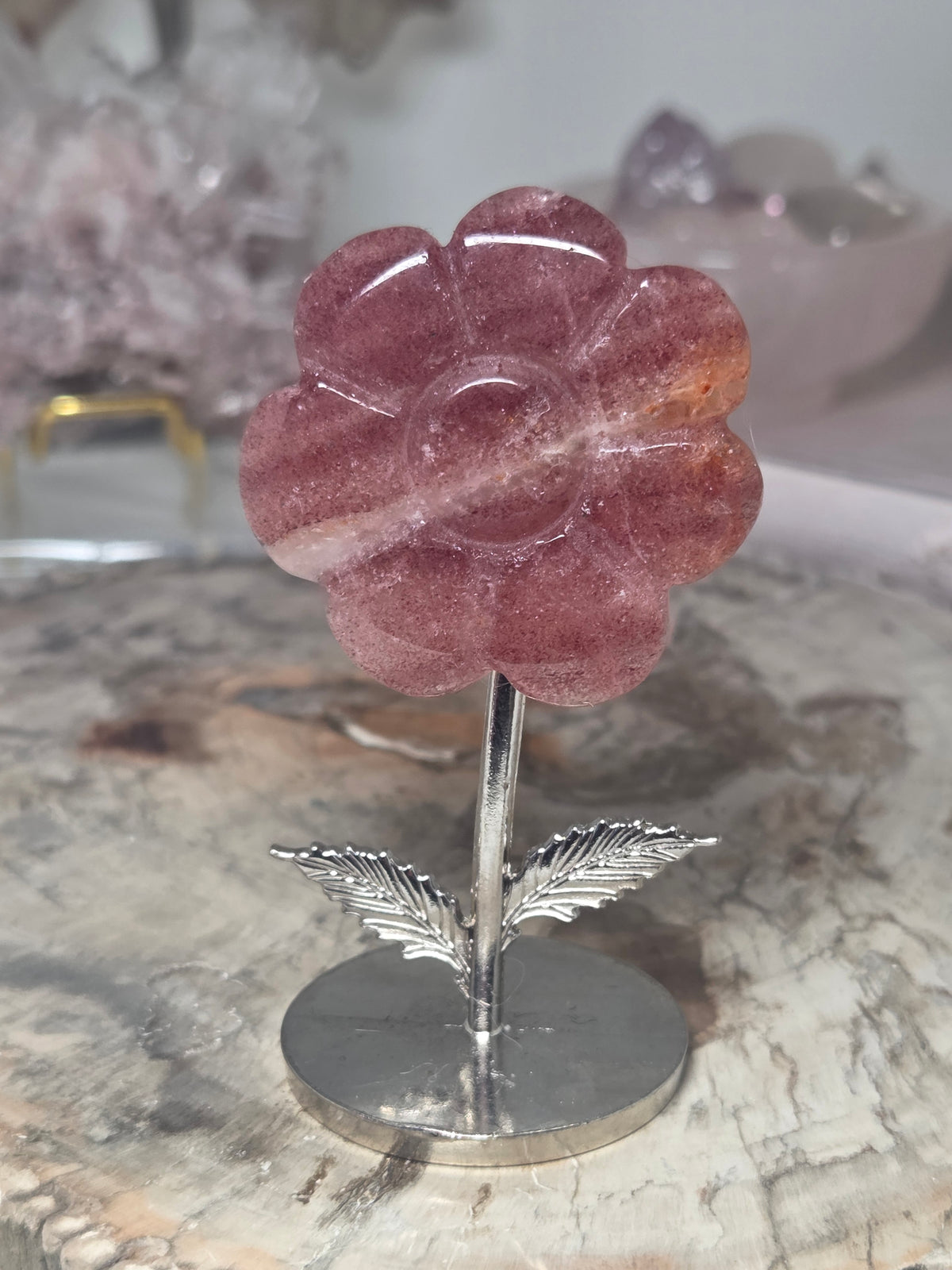 Strawberry quartz crystal flower