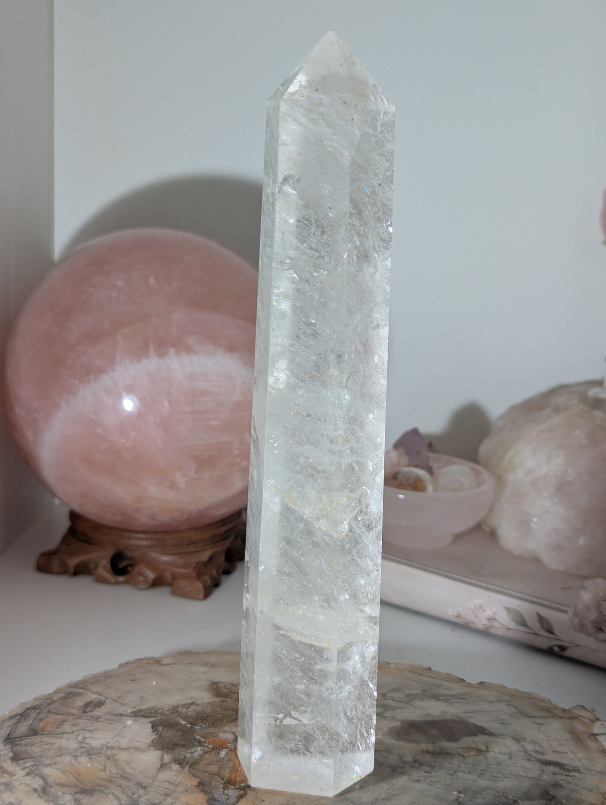 21.5cm clear quartz crystal tower