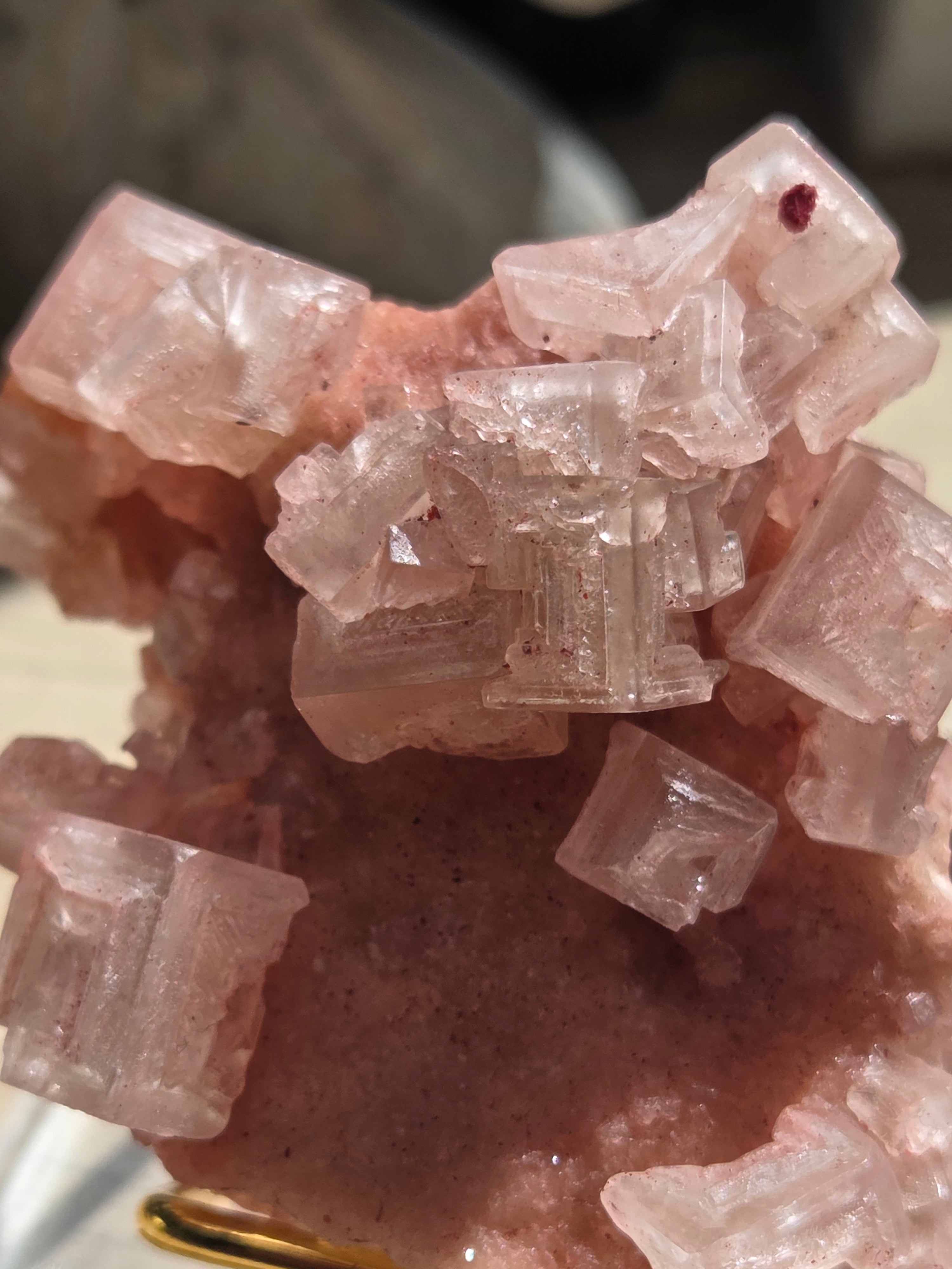Pink Halite specimen with Stand