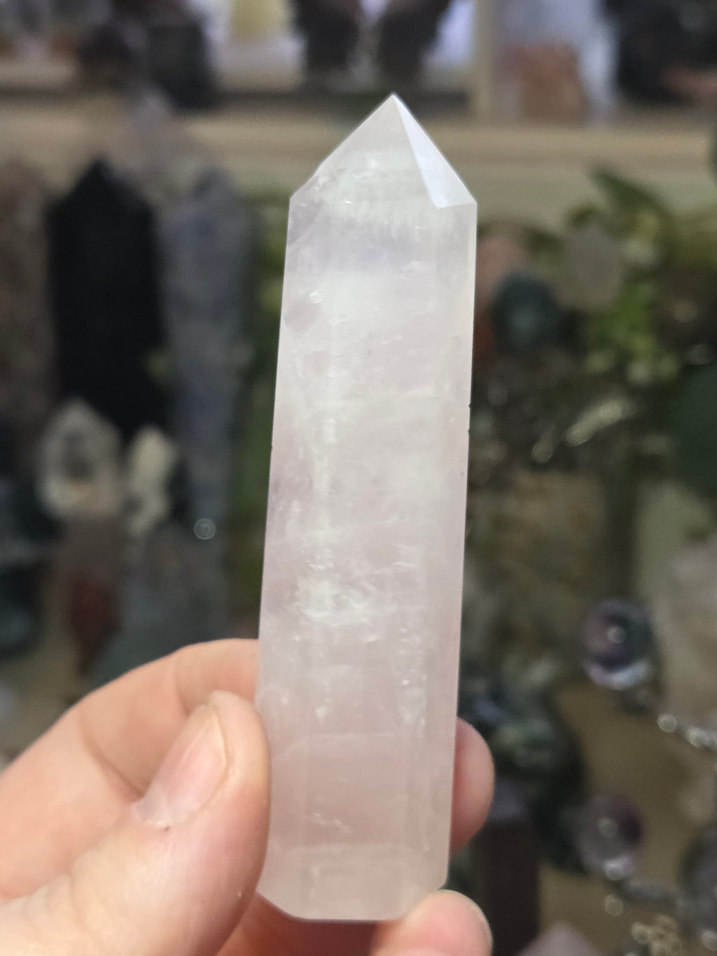 Rose quartz crystal tower