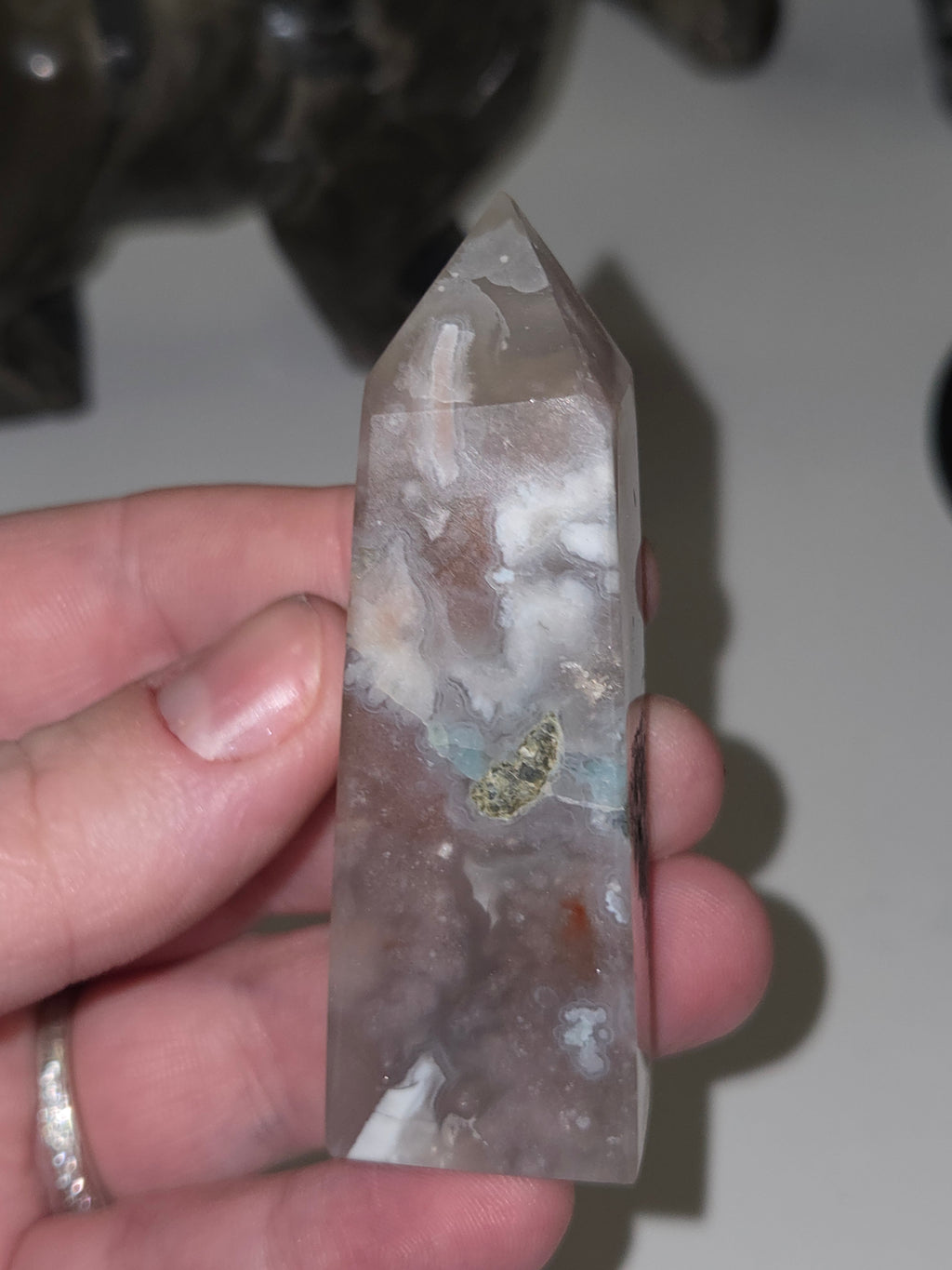 Beautiful flower agate crystal tower