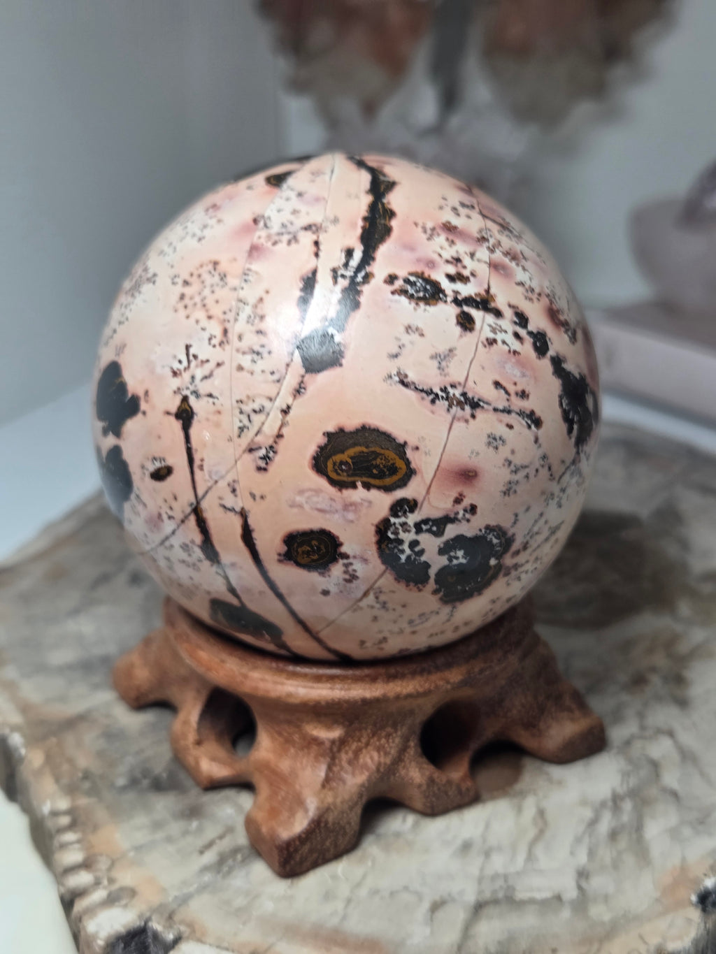 Pink picture Jasper crystal sphere