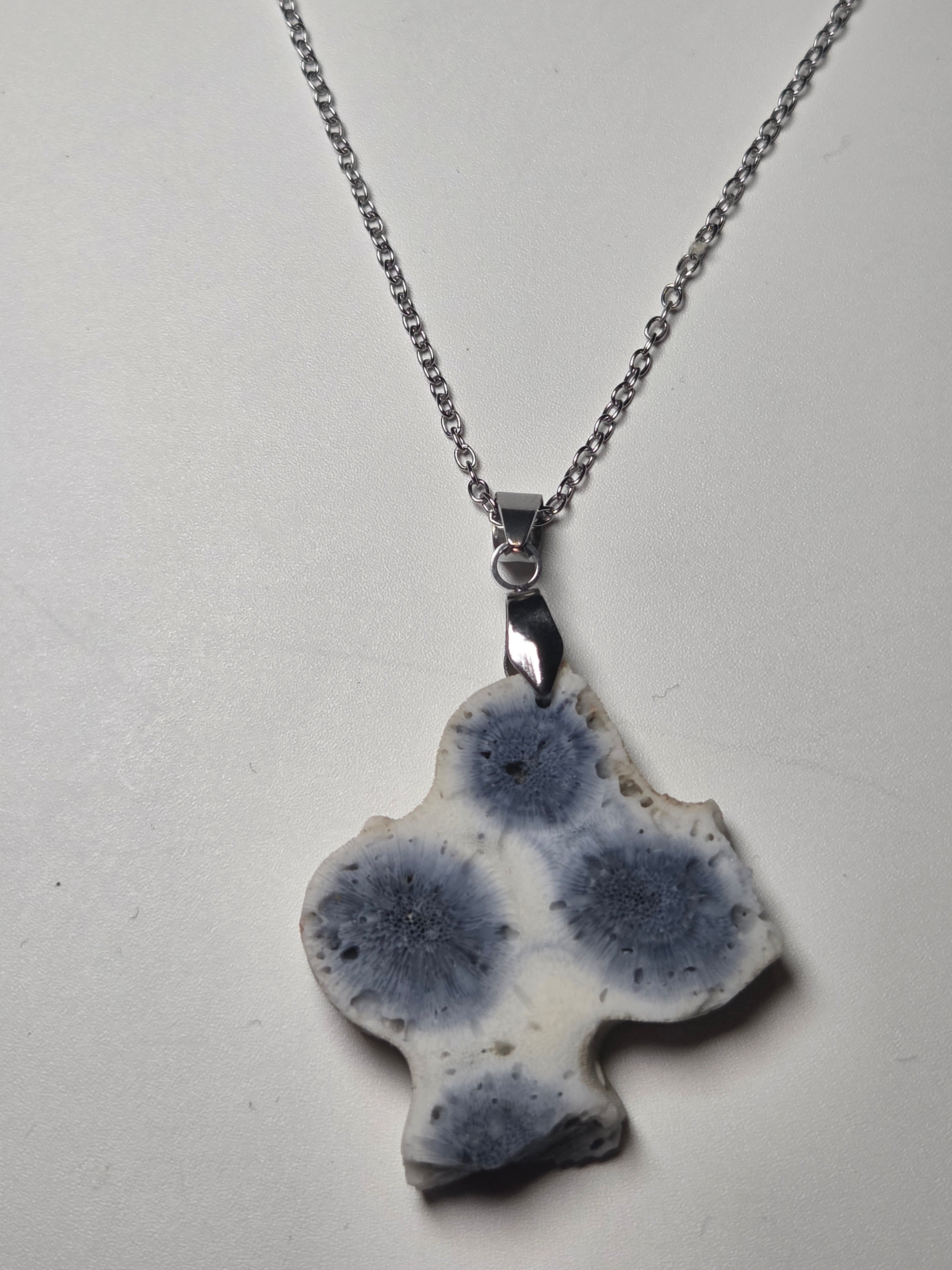 Blue coral necklace from the Dominican Republic