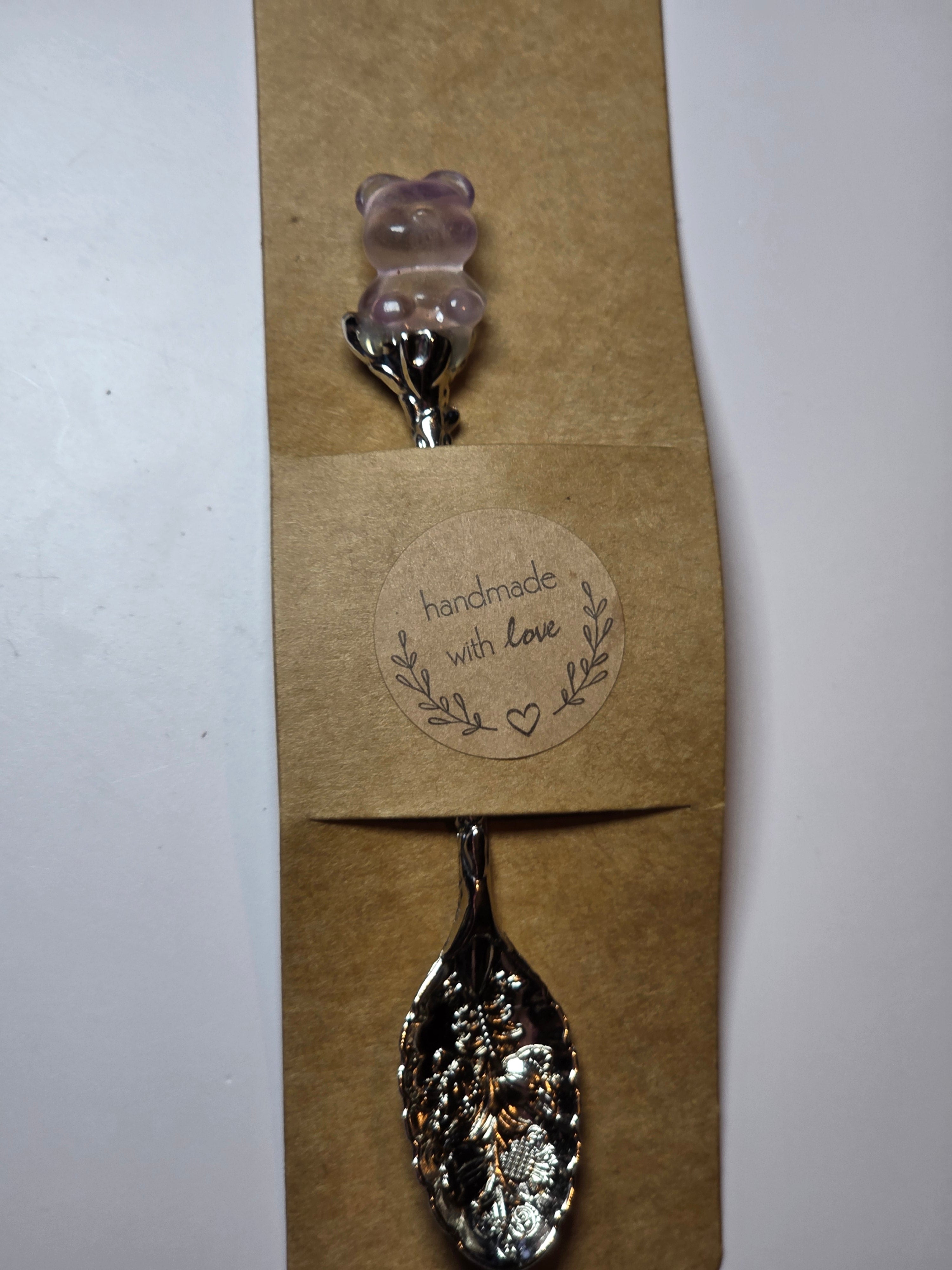 Flourite bear carving spoon