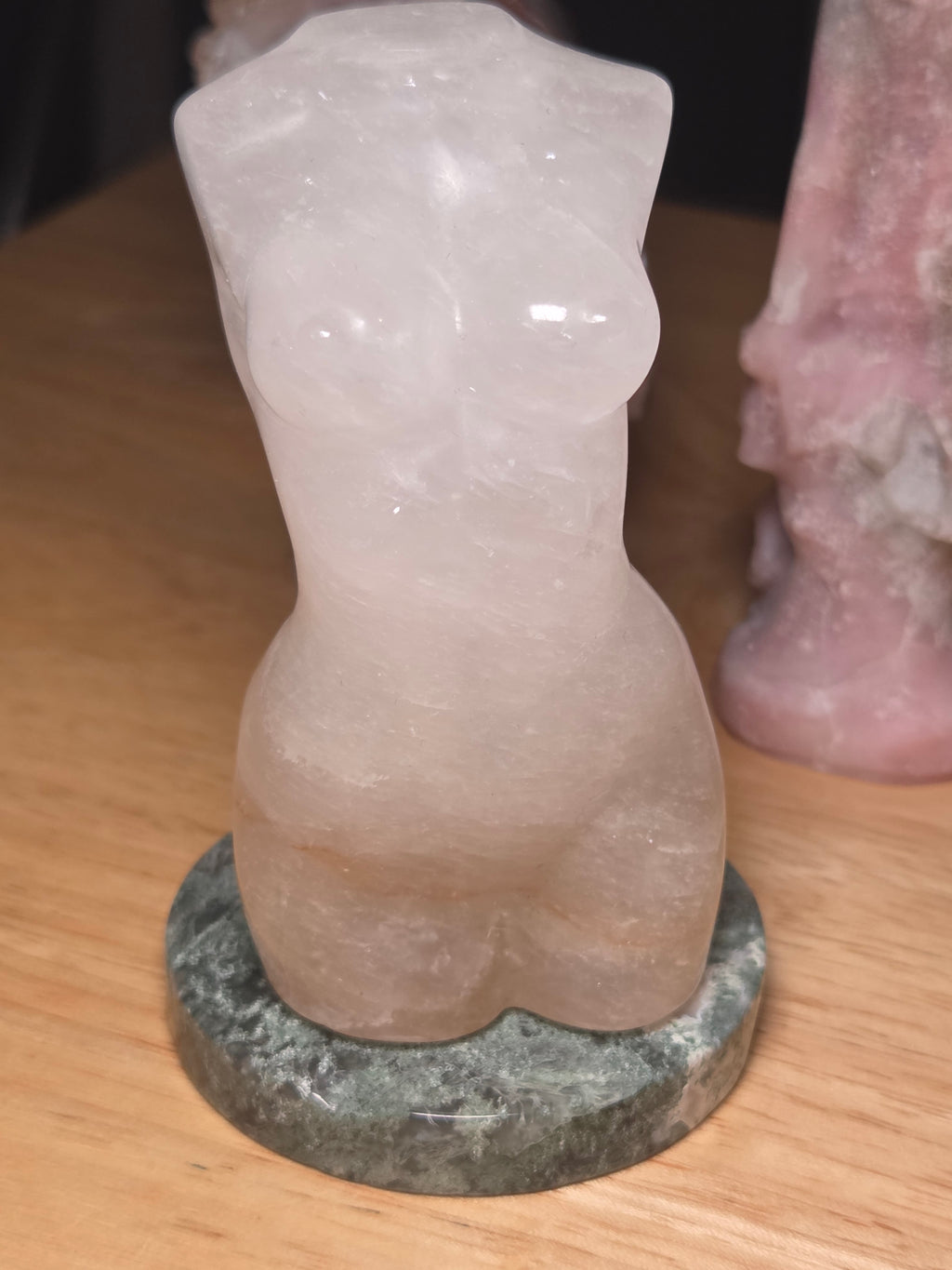 Clear quartz crystal female body carving