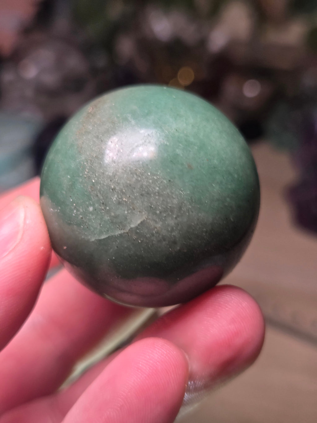 Green Aventurine crystal small sphere with stand