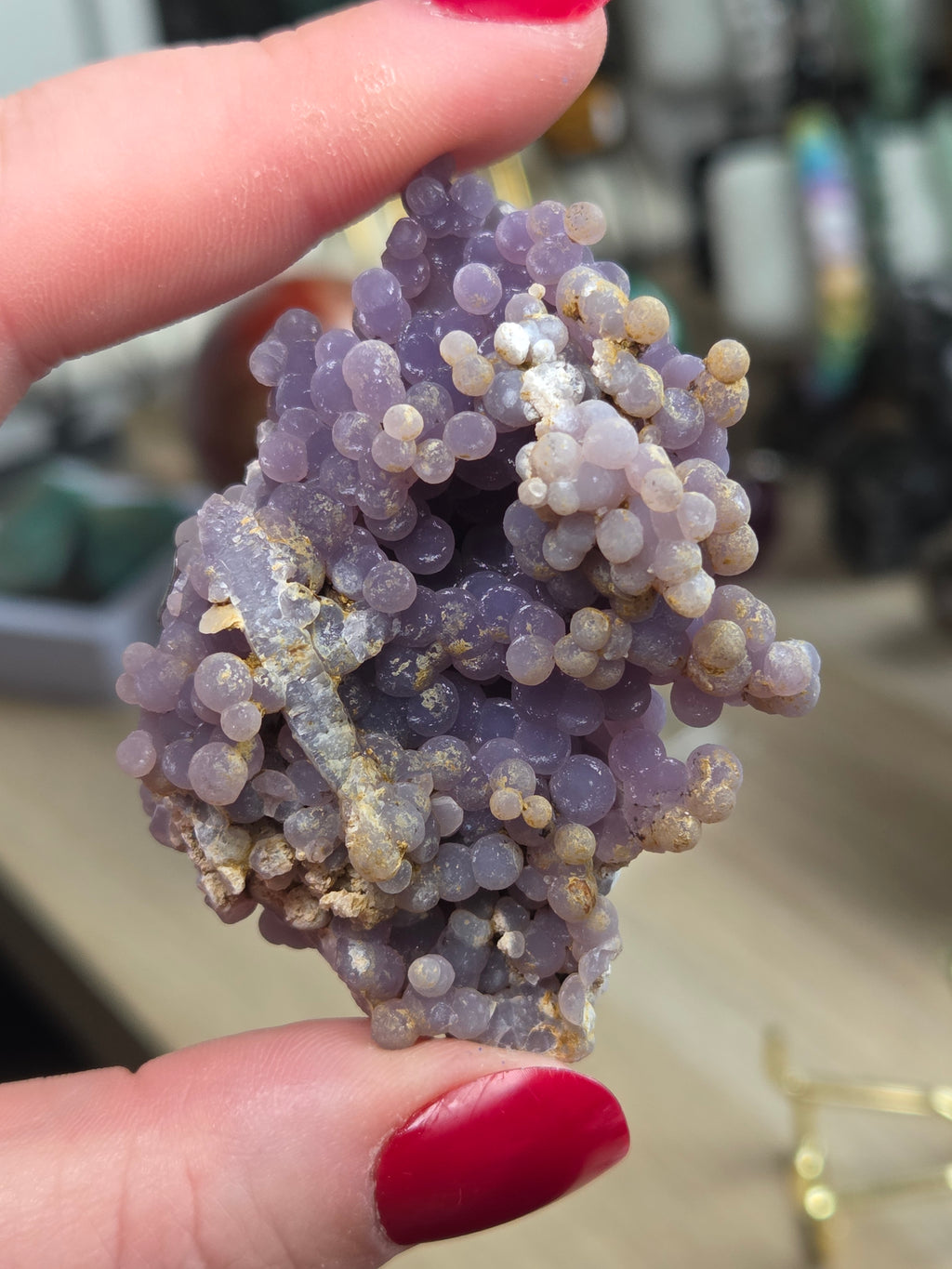 Beautiful rare grape agate specimen with  case