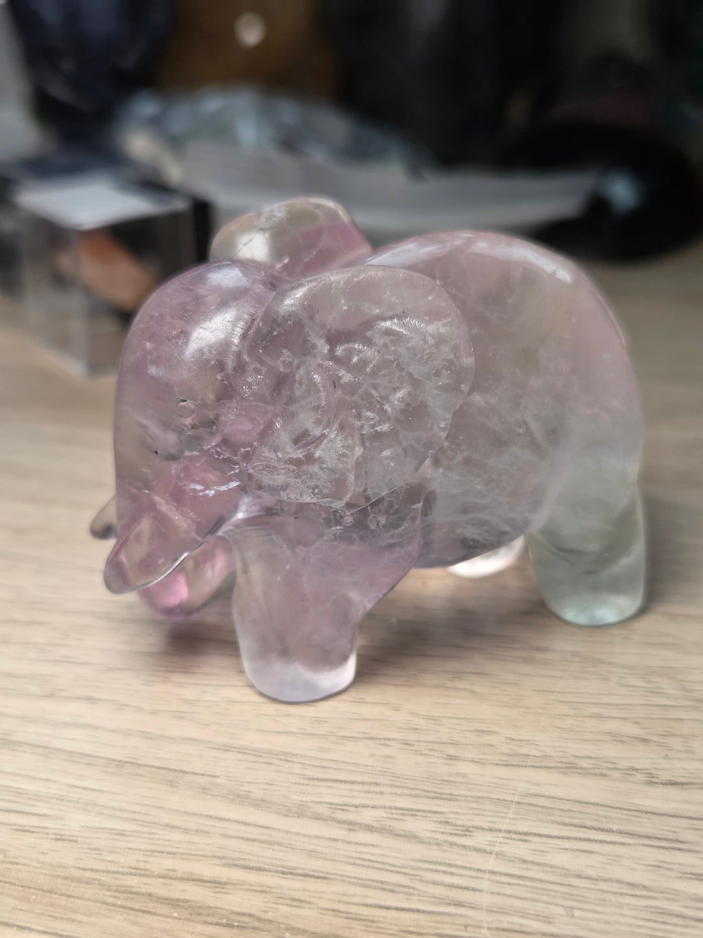 Candy floss flourite crystal Elephant carving
