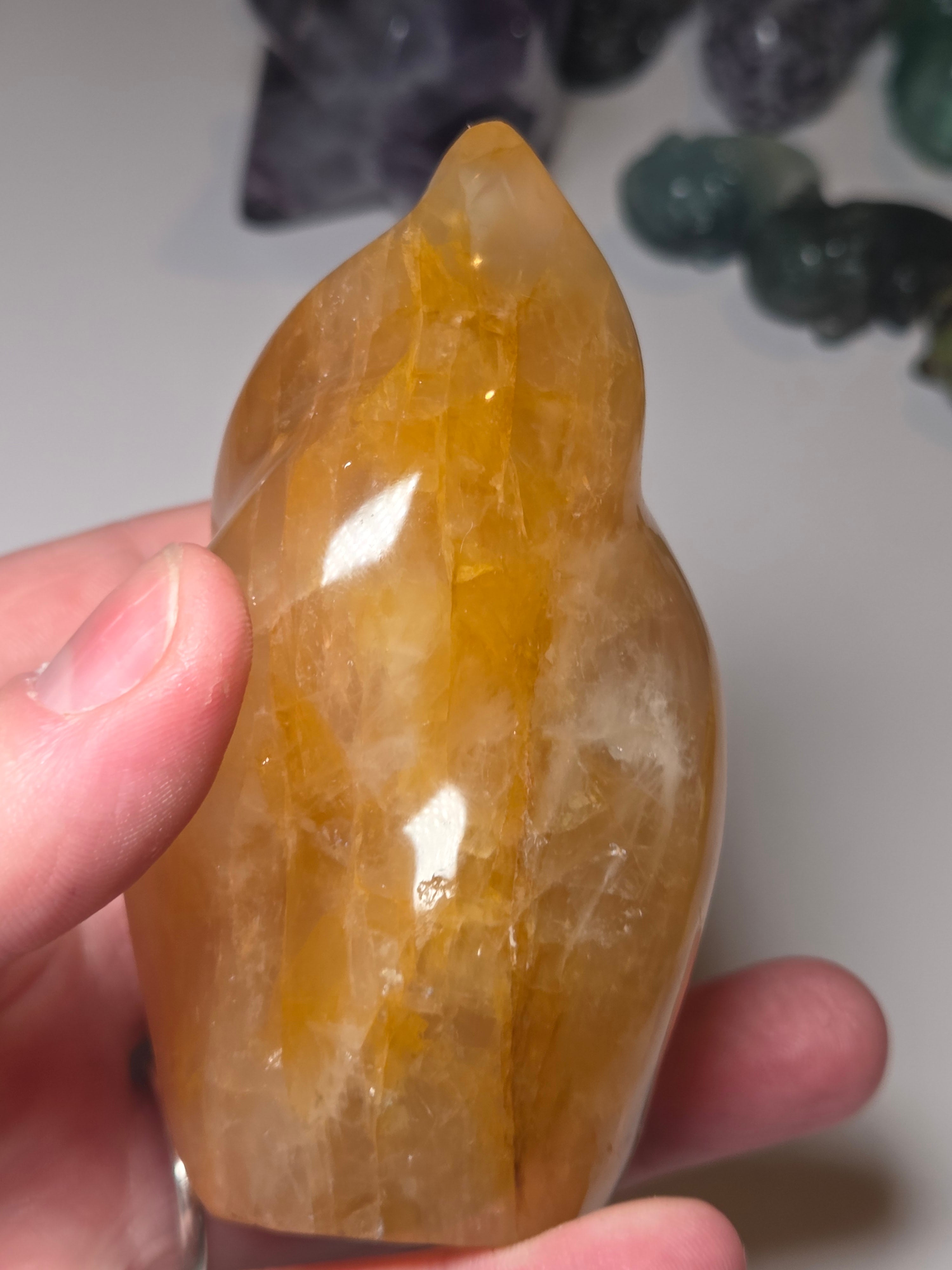Golden healer crystal flame carving