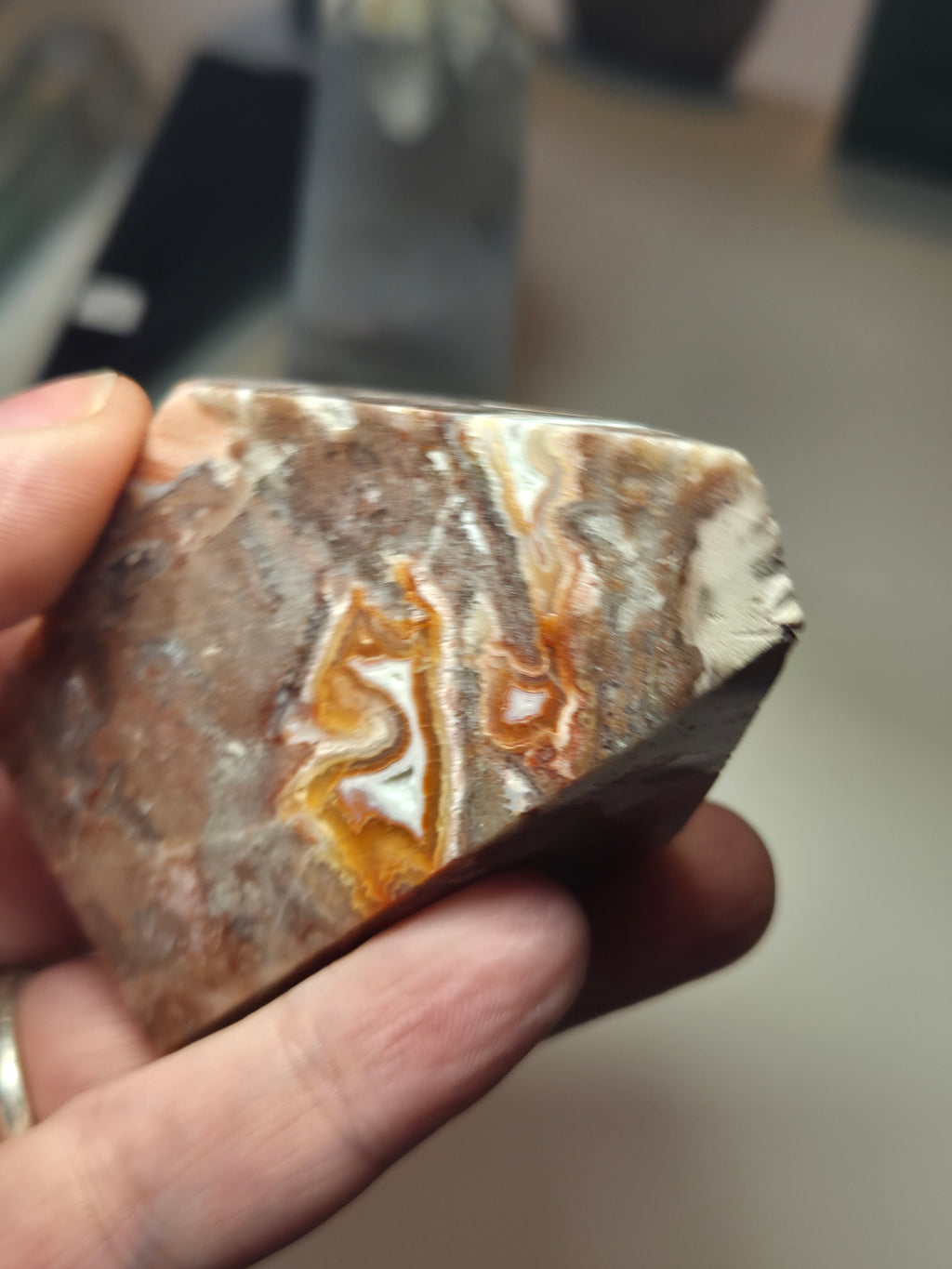Crazy lace agate crystal freeform with imperfections