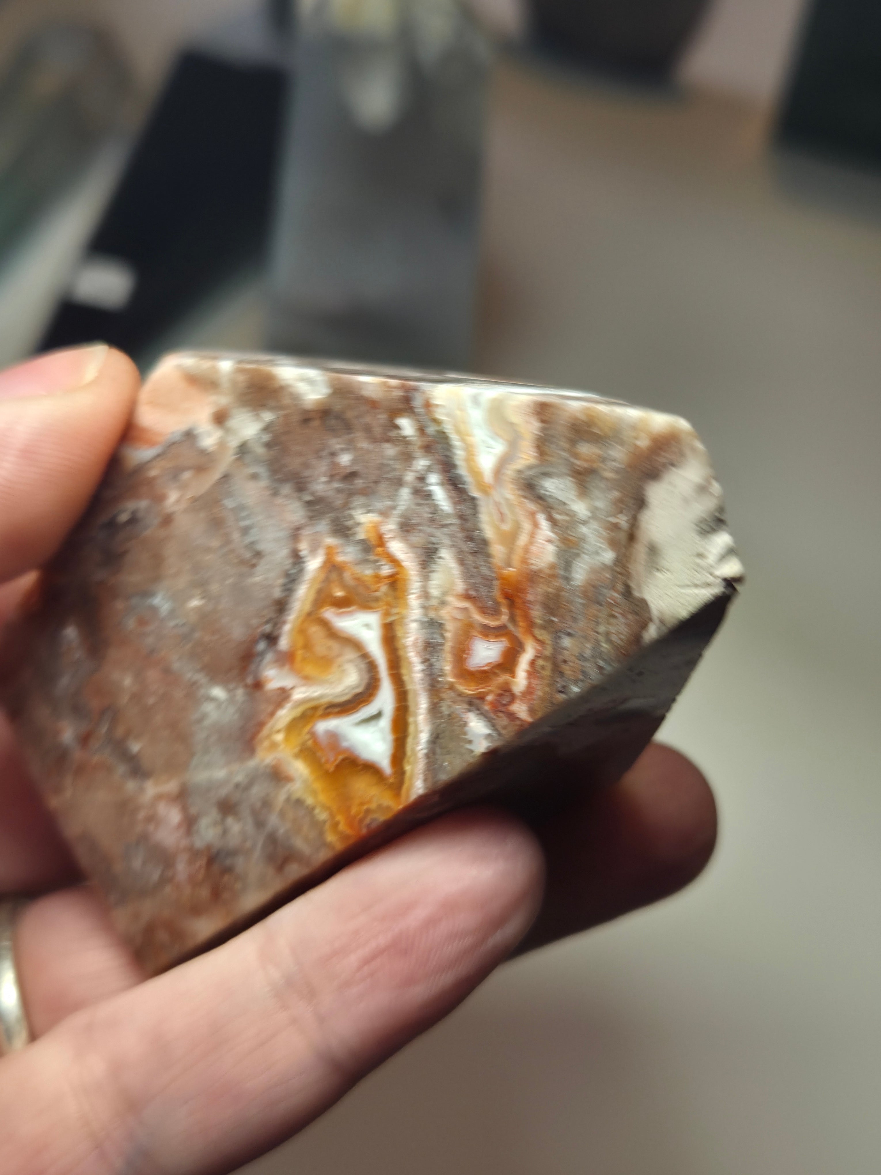 Crazy lace agate crystal freeform with imperfections
