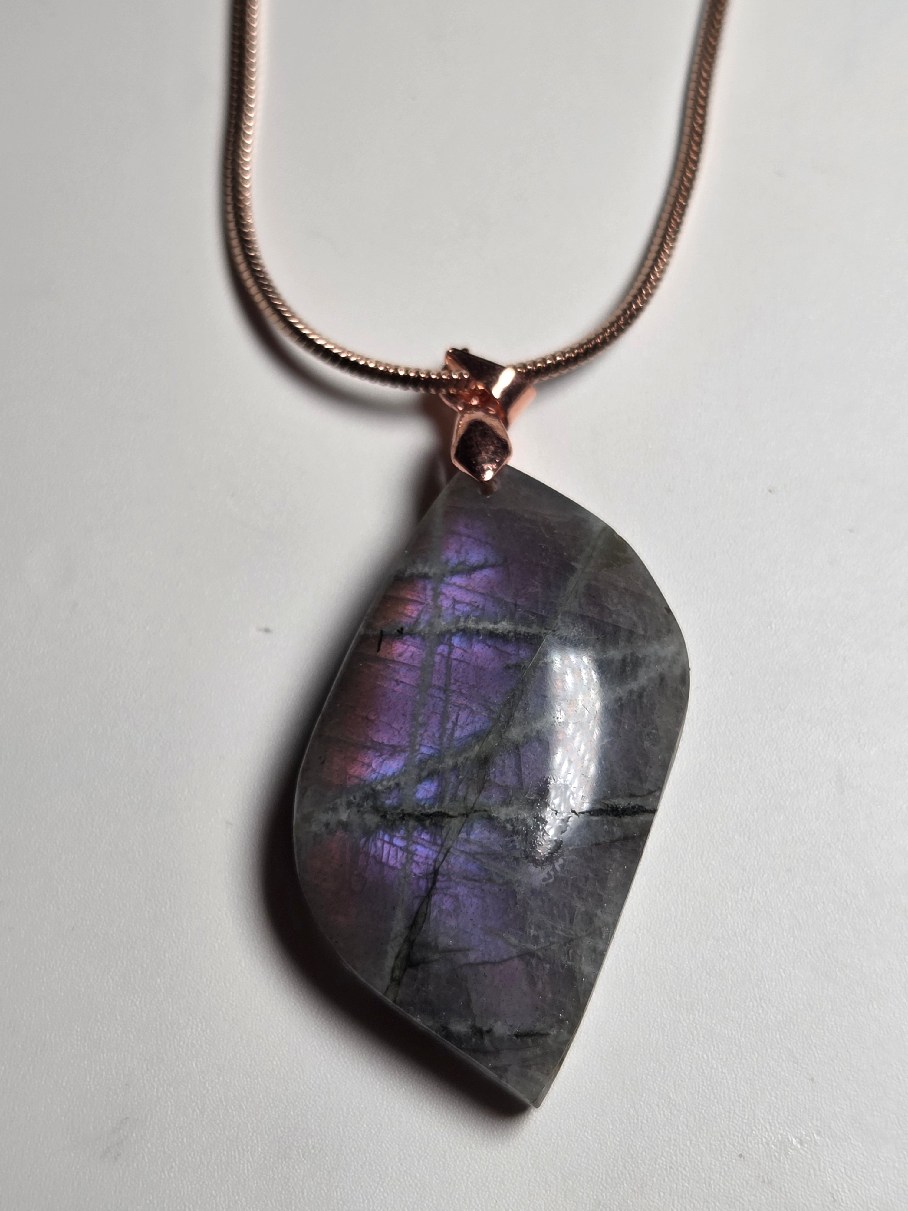 Purple labradorite crystal handmade necklace