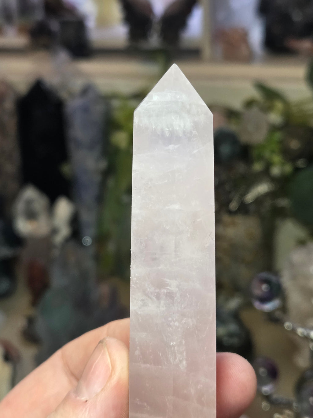 Rose quartz crystal tower