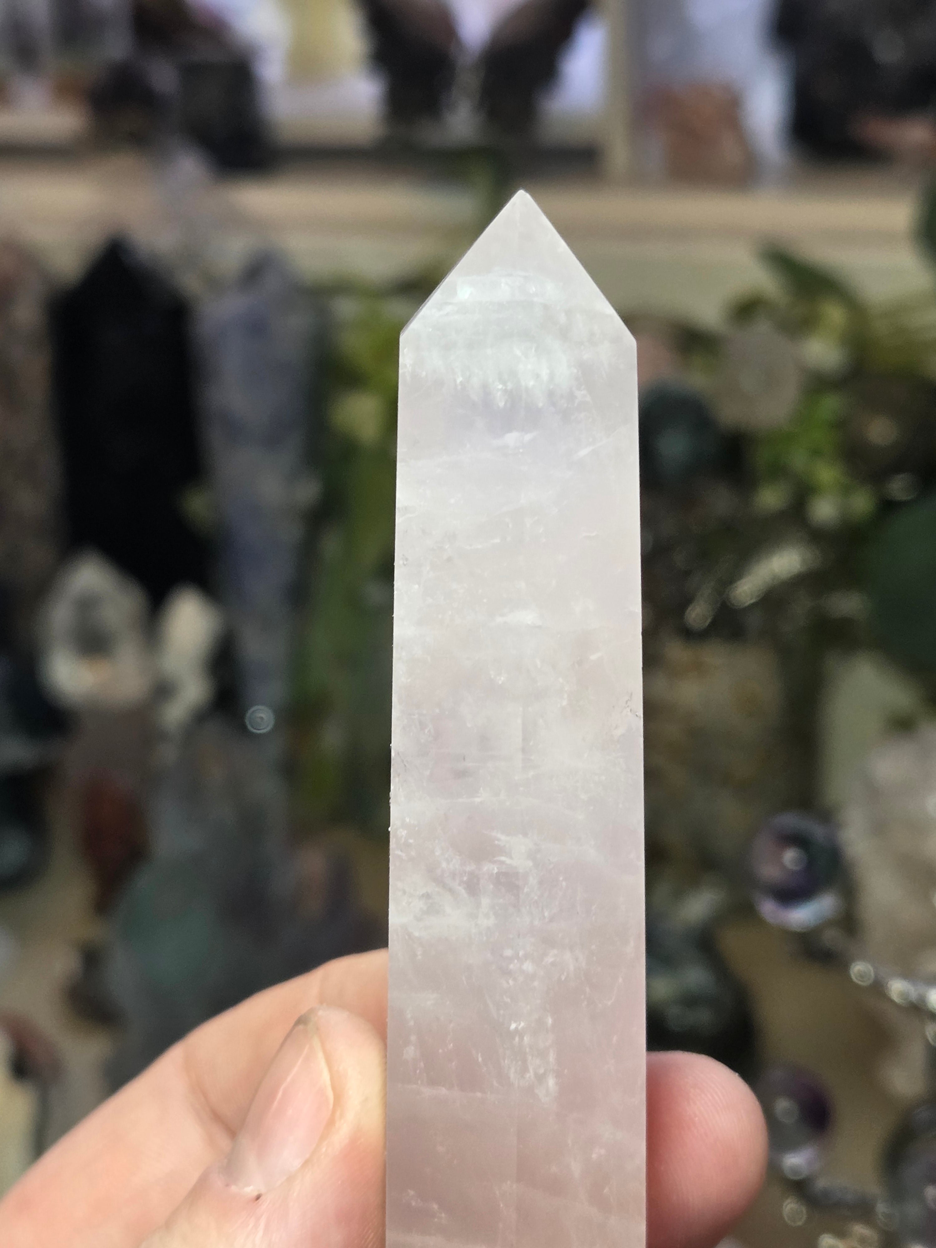 Rose quartz crystal tower