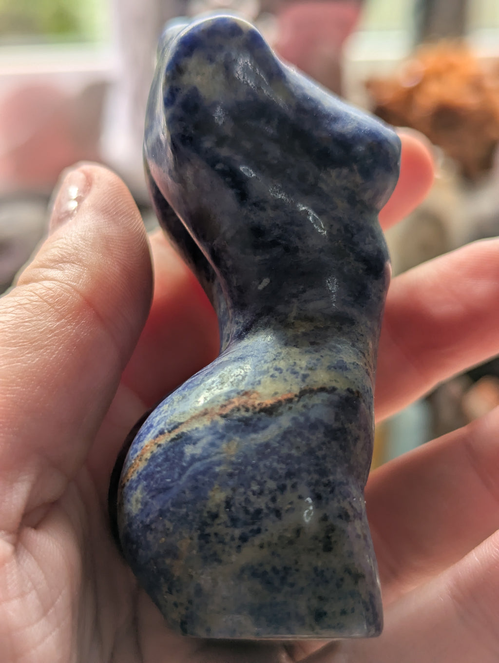 Sodalite crystal lady body carving