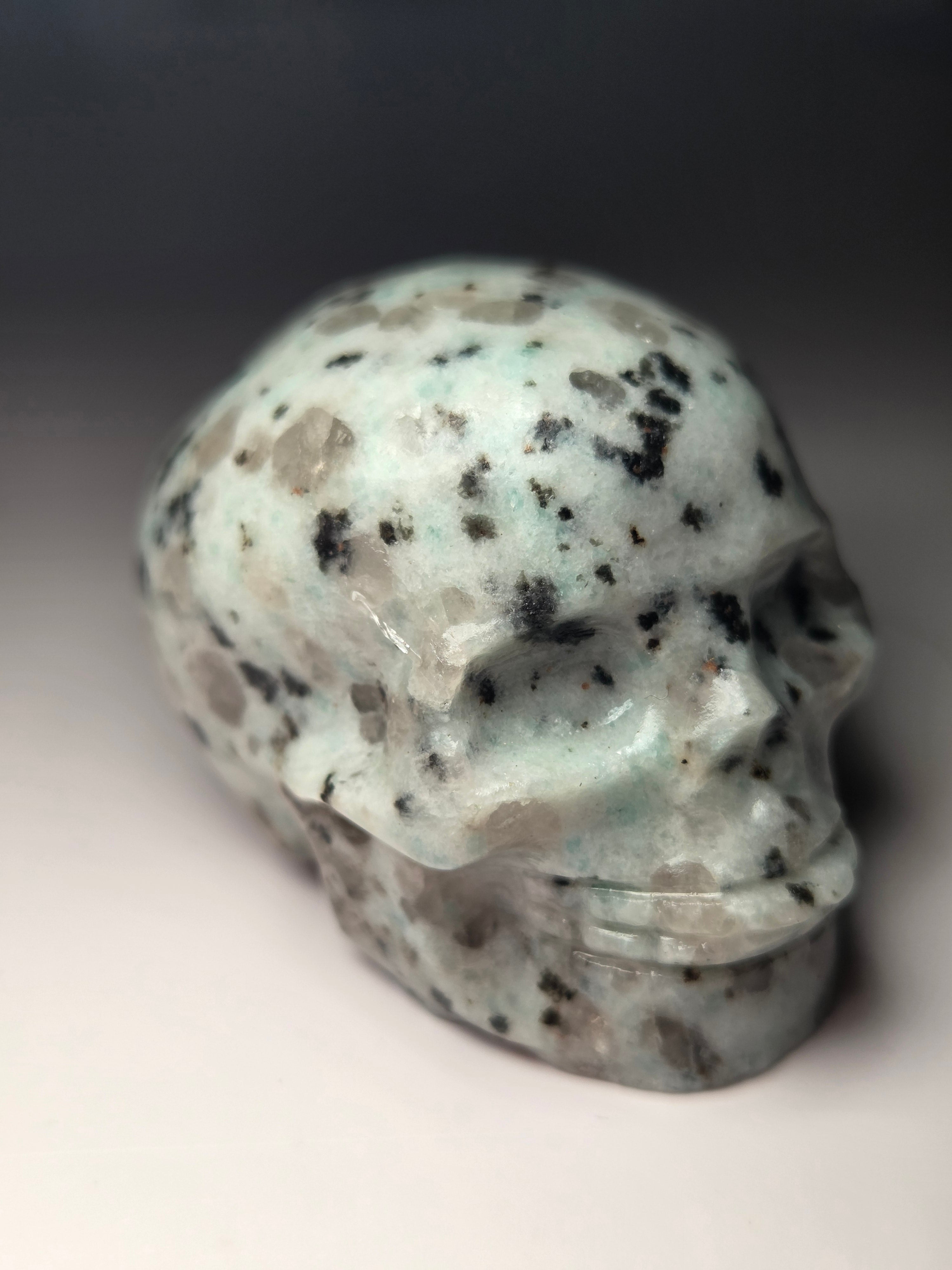 Kiwi Jasper crystal skull carving
