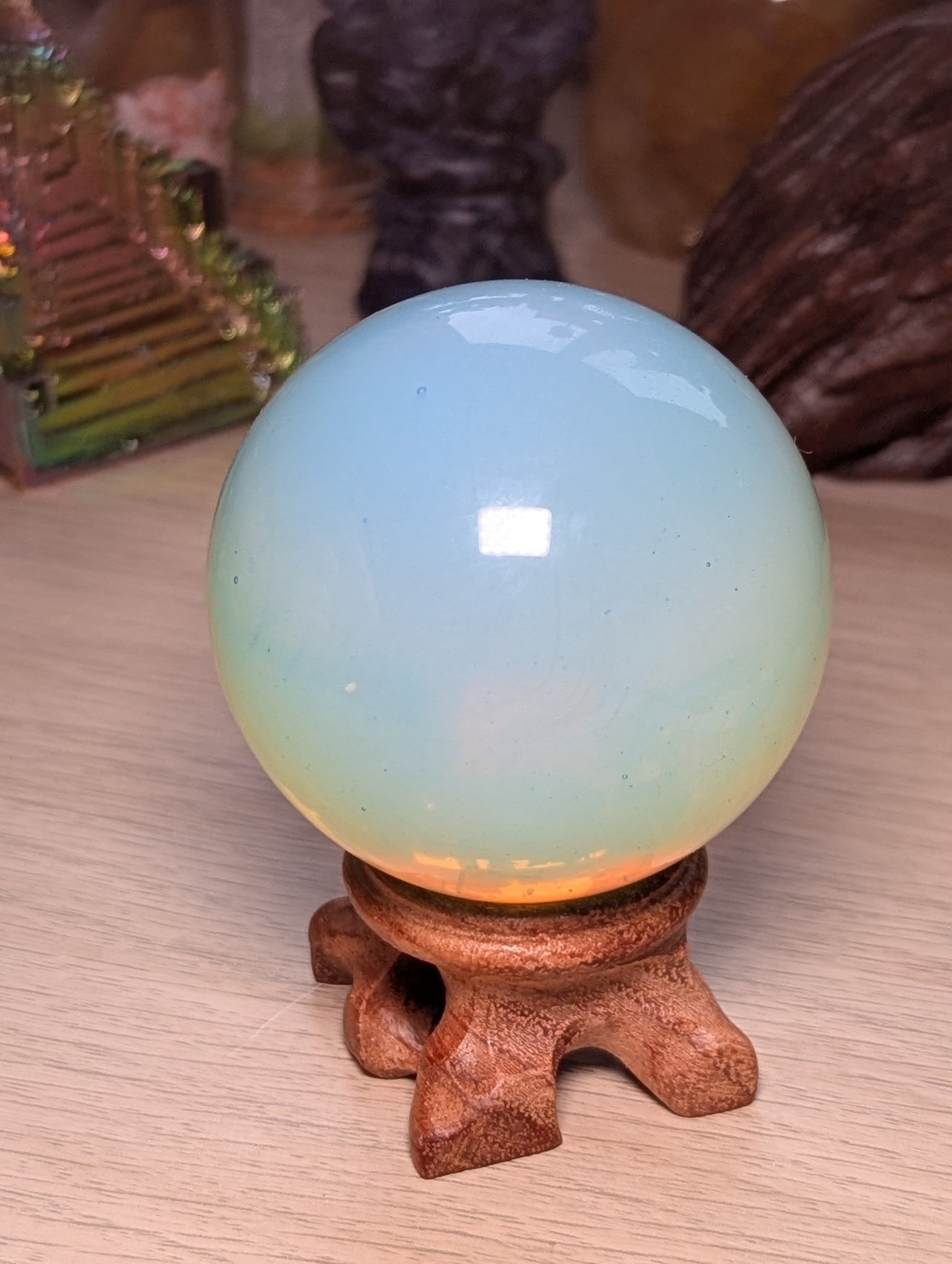 Opalite crystal sphere with stand
