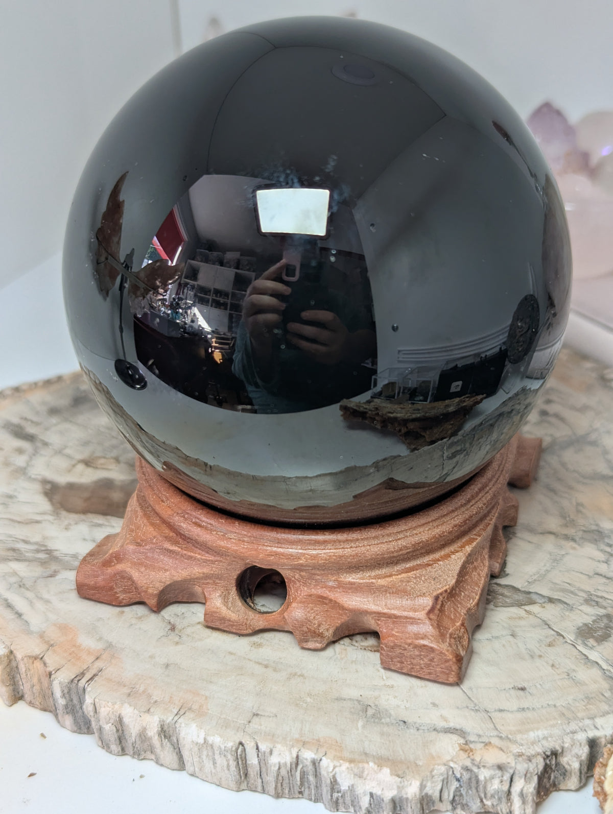 Large Black Obsidian crystal sphere