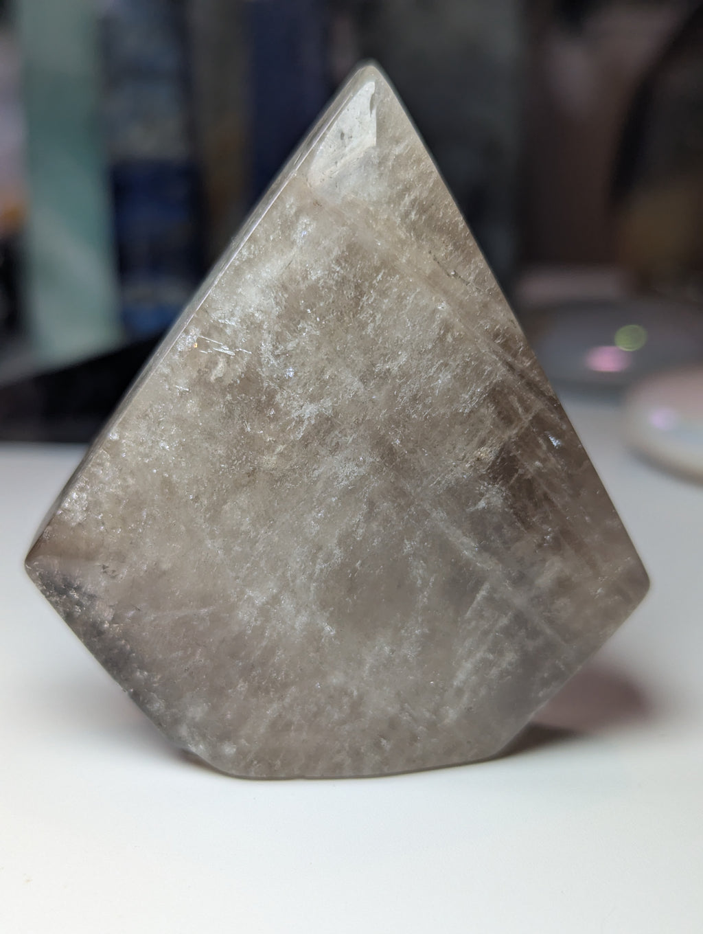 Smokey quartz crystal diamond carving