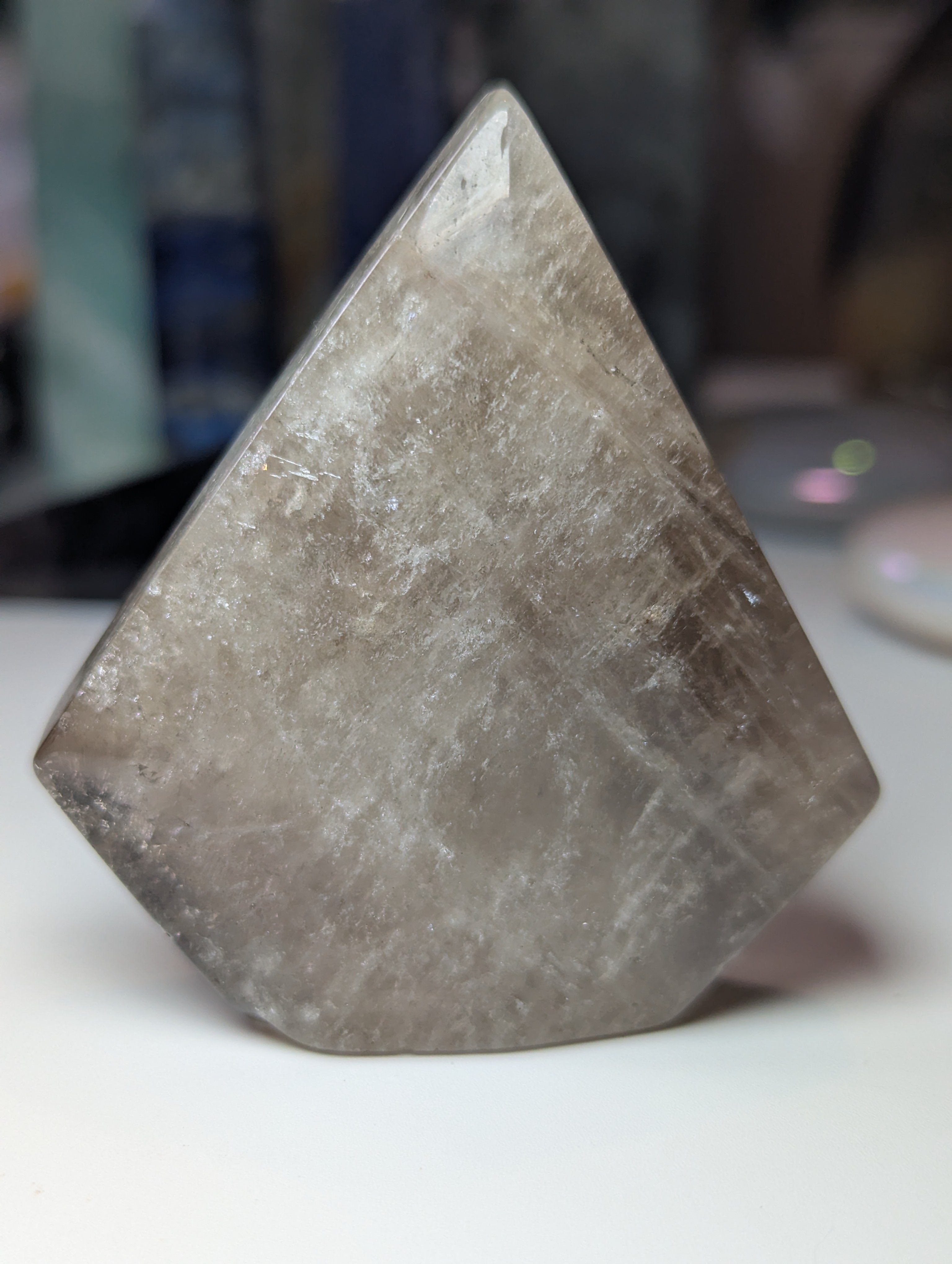 Smokey quartz crystal diamond carving