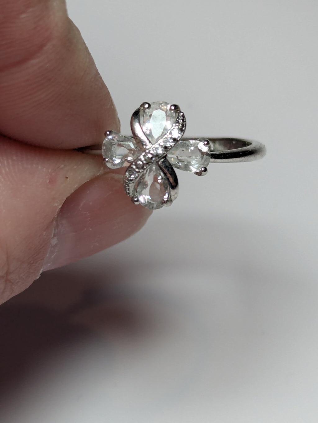 Clear quartz crystal S295 adjustable ring